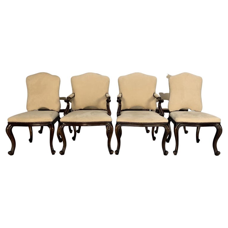 Suite of 8 Ralph Lauren “Noble Estate” Dining Chairs in Ivory Suede For