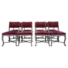 Suite of 8 Venetian Louis XV style chairs – lacquered trimmed wood – burgundy ve