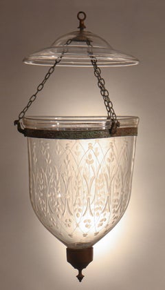 Suite of Antique Bell Jar Lanterns with Wheat Etching