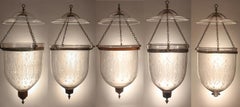 Suite of Antique Bell Jar Lanterns with Wheat Etching
