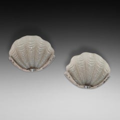 Suite of Art Deco Clam Shell Frosted Glass Lights