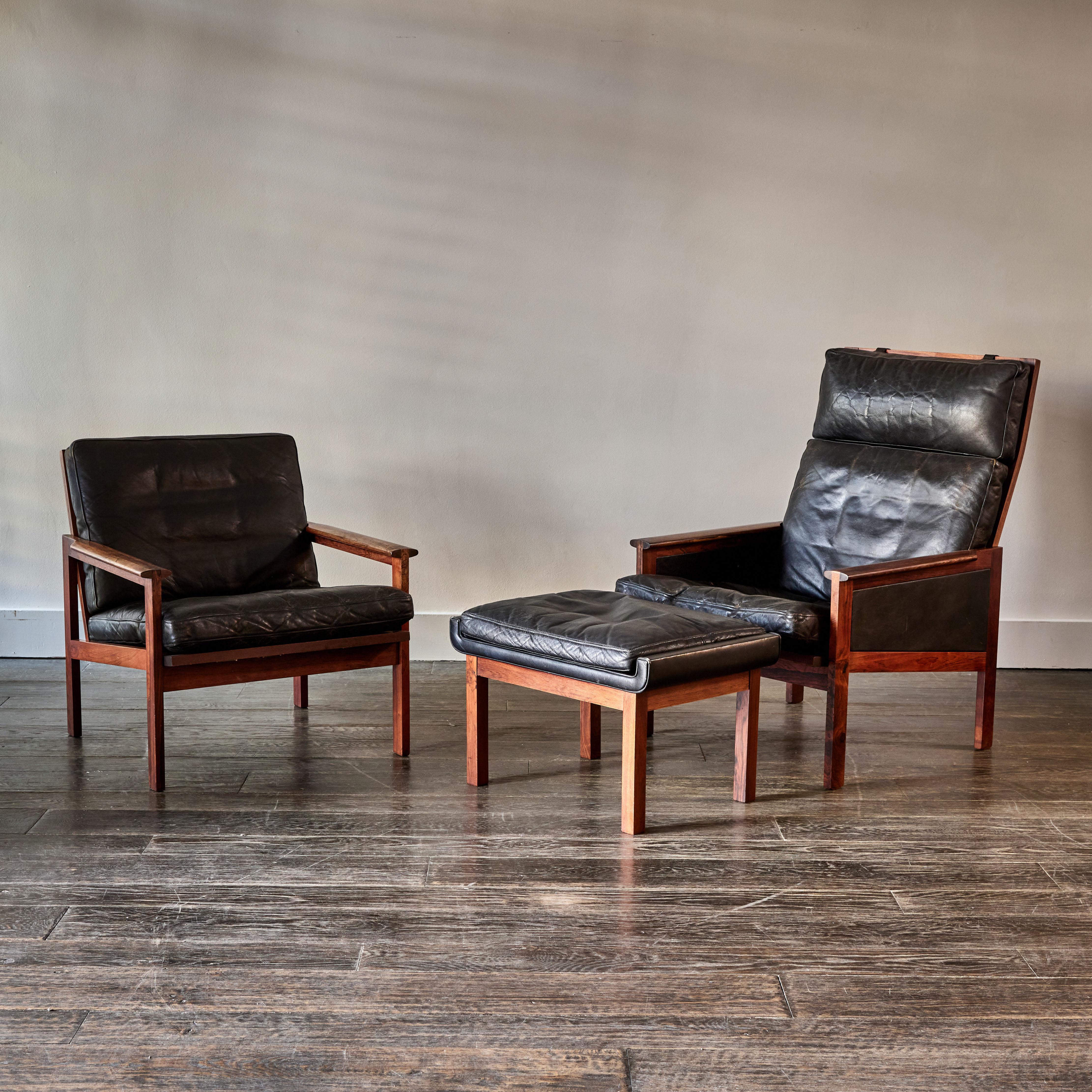 danish leather chair and ottoman