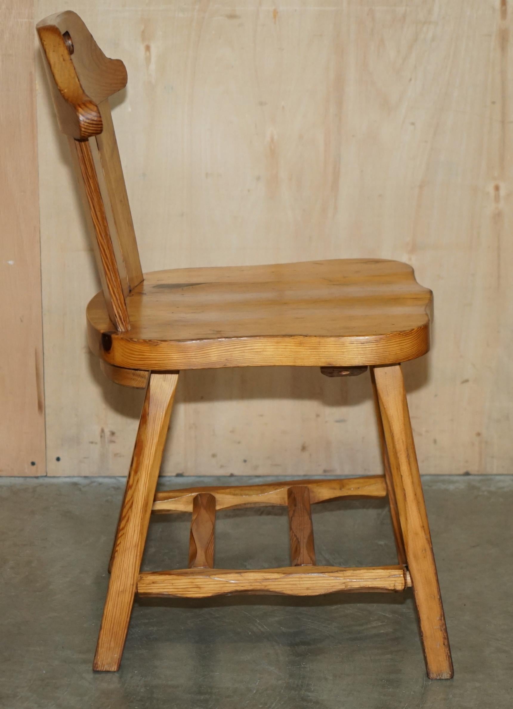 Pine SUITE OF EiGHT ENGLISH COUNTRY HOUSE VINTAGE PINE DINING CHAIRS HEART BACKS 8 For Sale