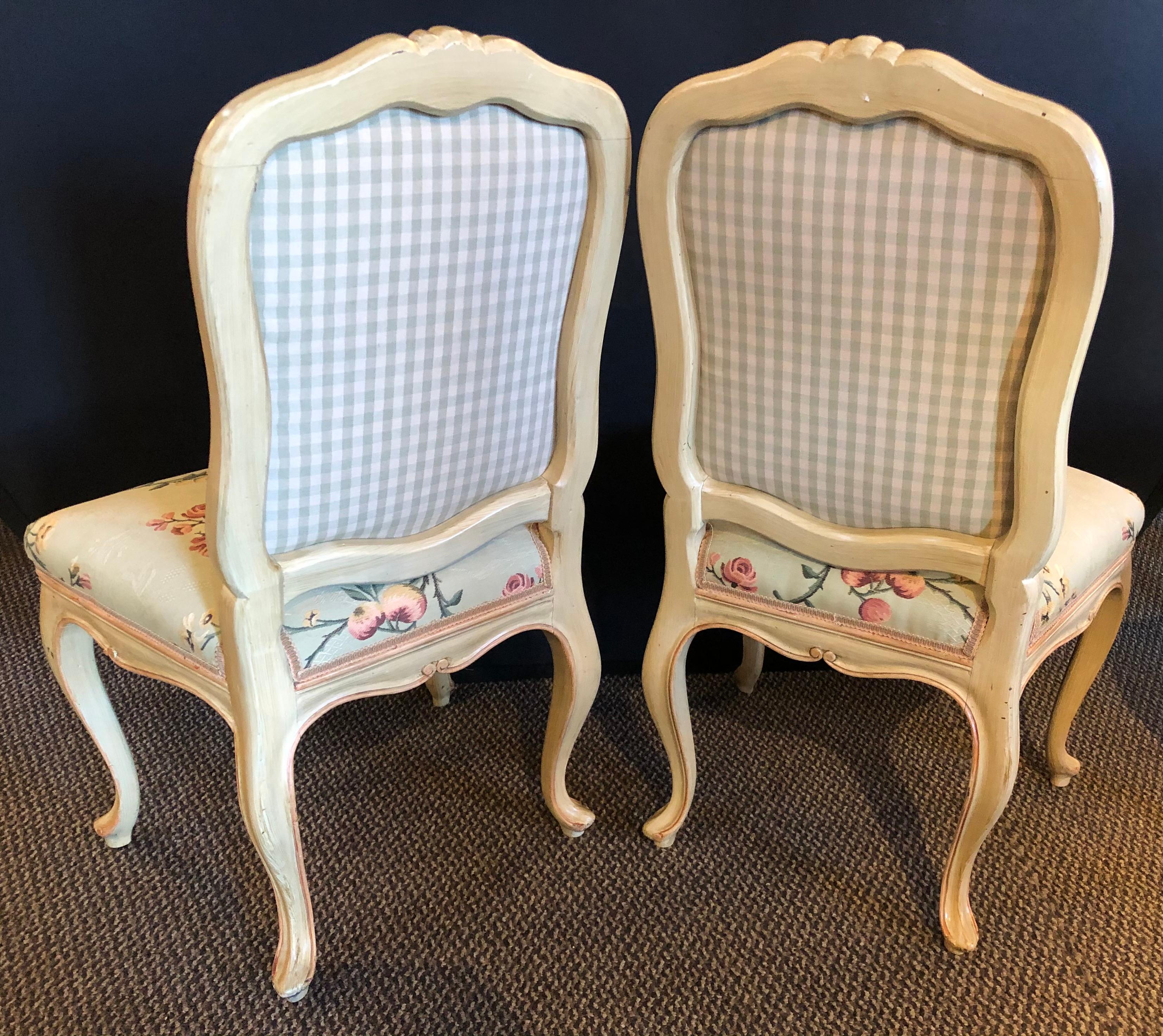 Suite of Eight Louis XV Style Polychrome Chairs, Made in Italy 1