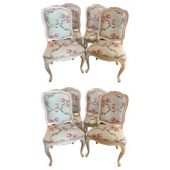 Suite of Eight Louis XV Style Polychrome Chairs, Made in Italy