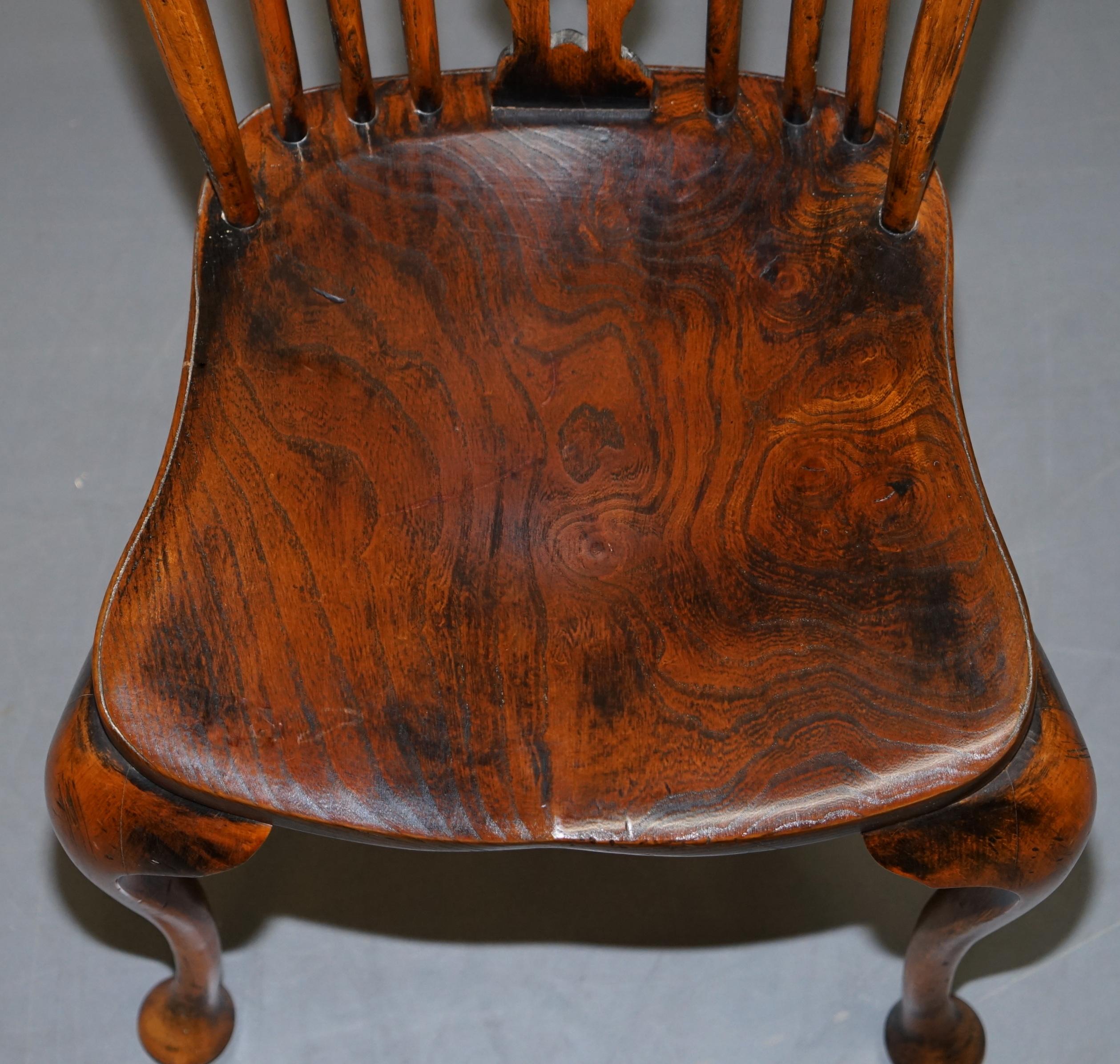Suite of Eight Vintage English Windsor Dining Chairs Including Two Armchairs 4