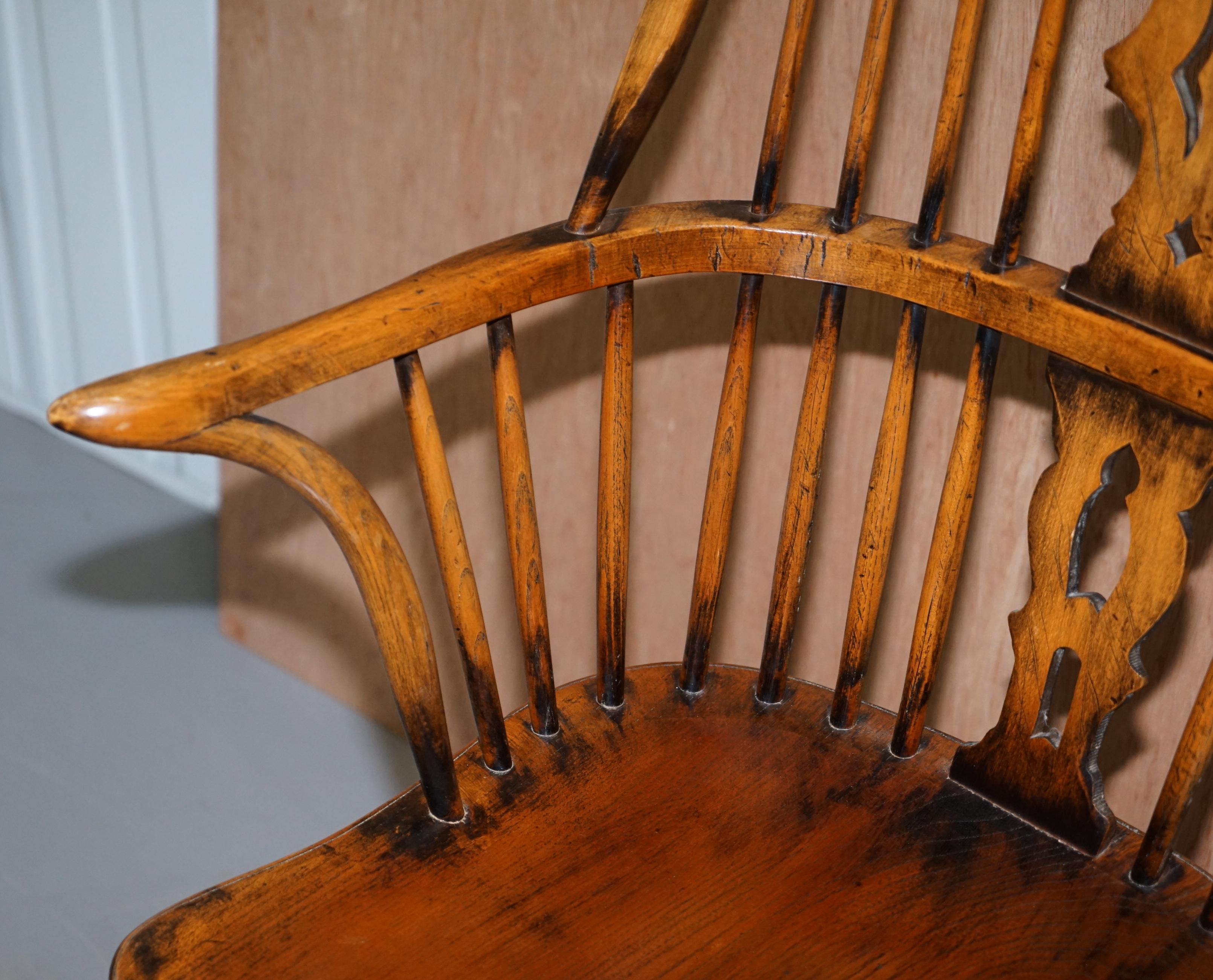 Suite of Eight Vintage English Windsor Dining Chairs Including Two Armchairs 11