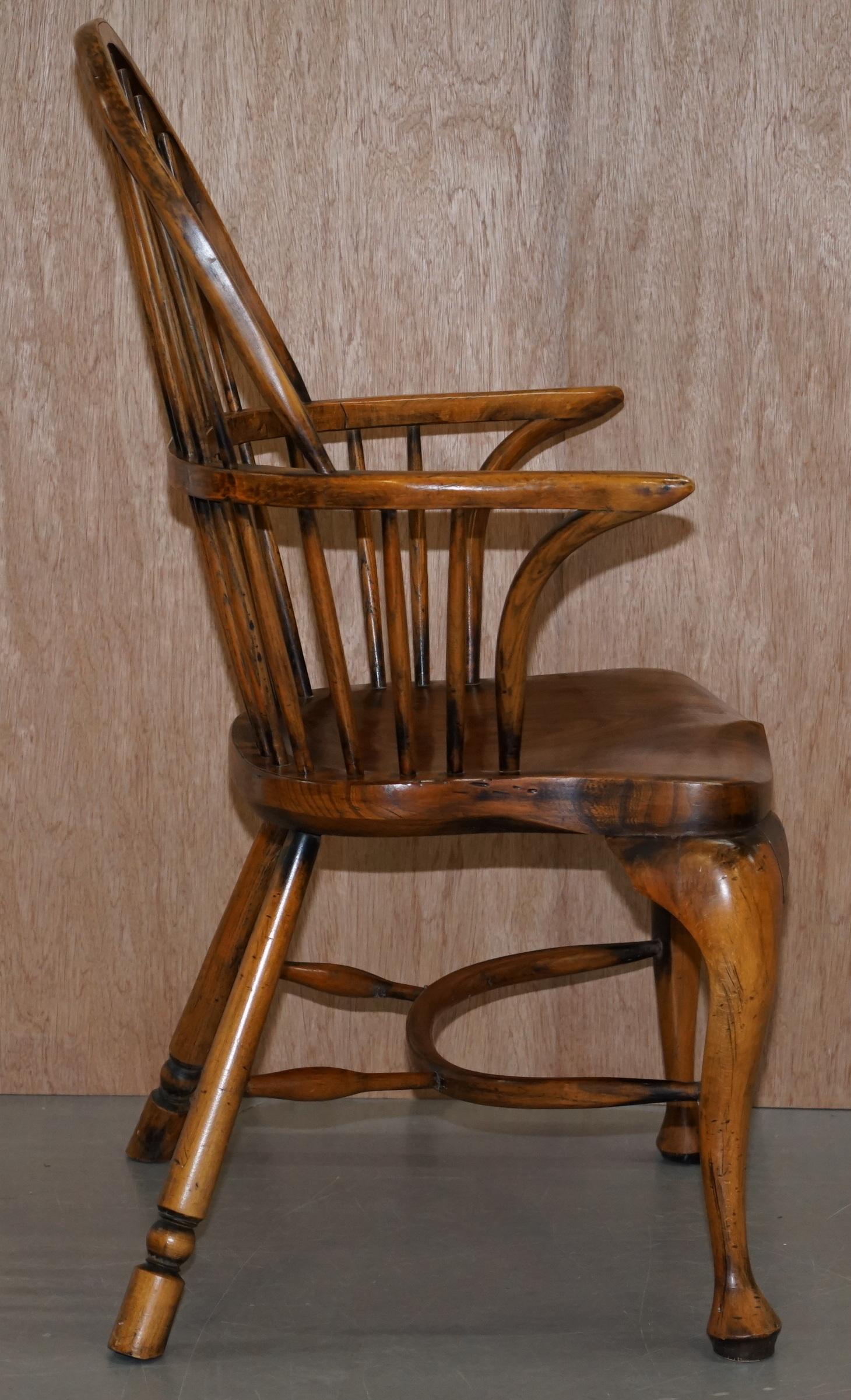 Suite of Eight Vintage English Windsor Dining Chairs Including Two Armchairs 12