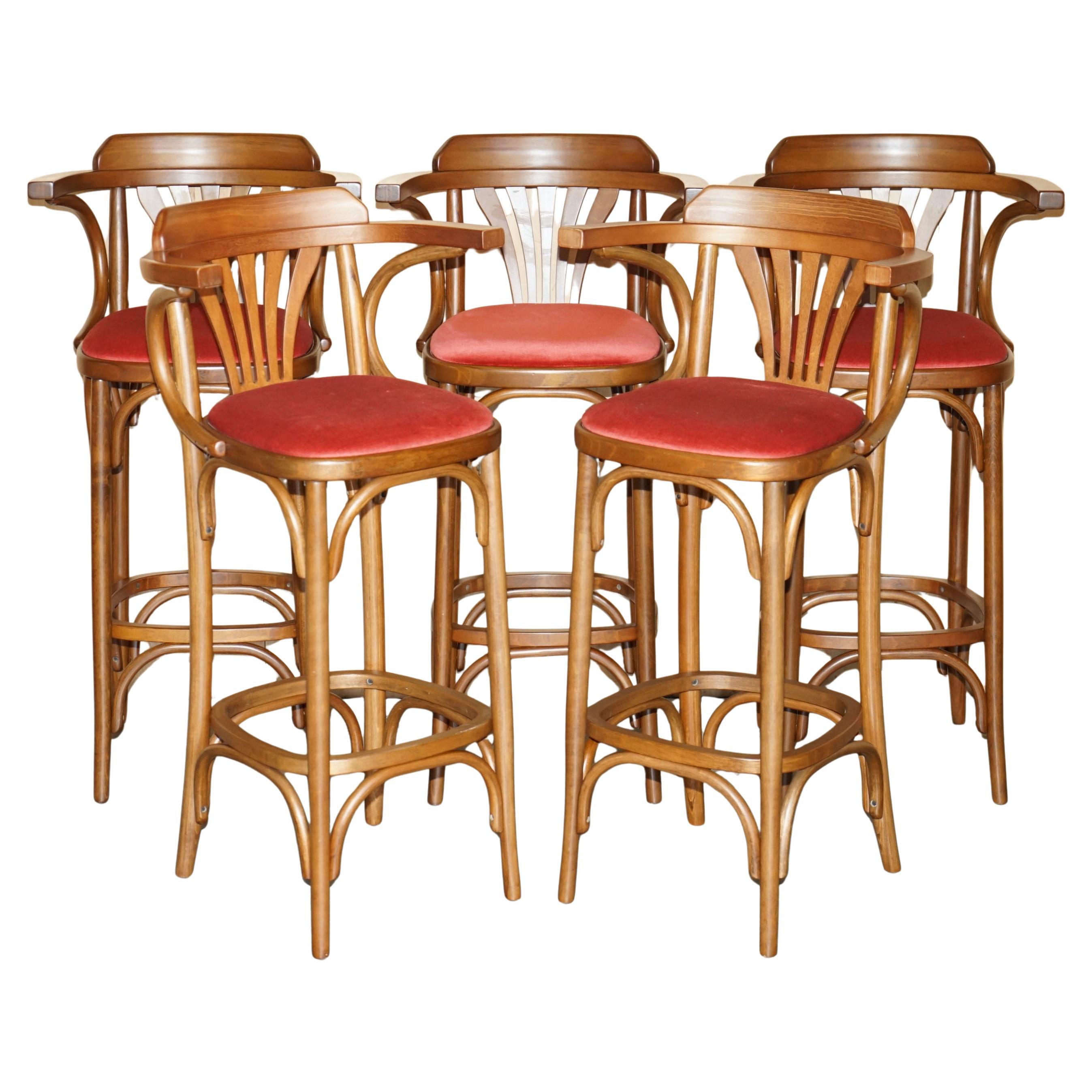 SUiTE OF FIVE BENTWOOD THONET BAR STOOLS FOR KITCHENS COCKTAIL AT HOME BARS ETC