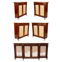 Antique Suite Of Five Regency Brass Inlaid Side Cabinets From Westport House County Mayo