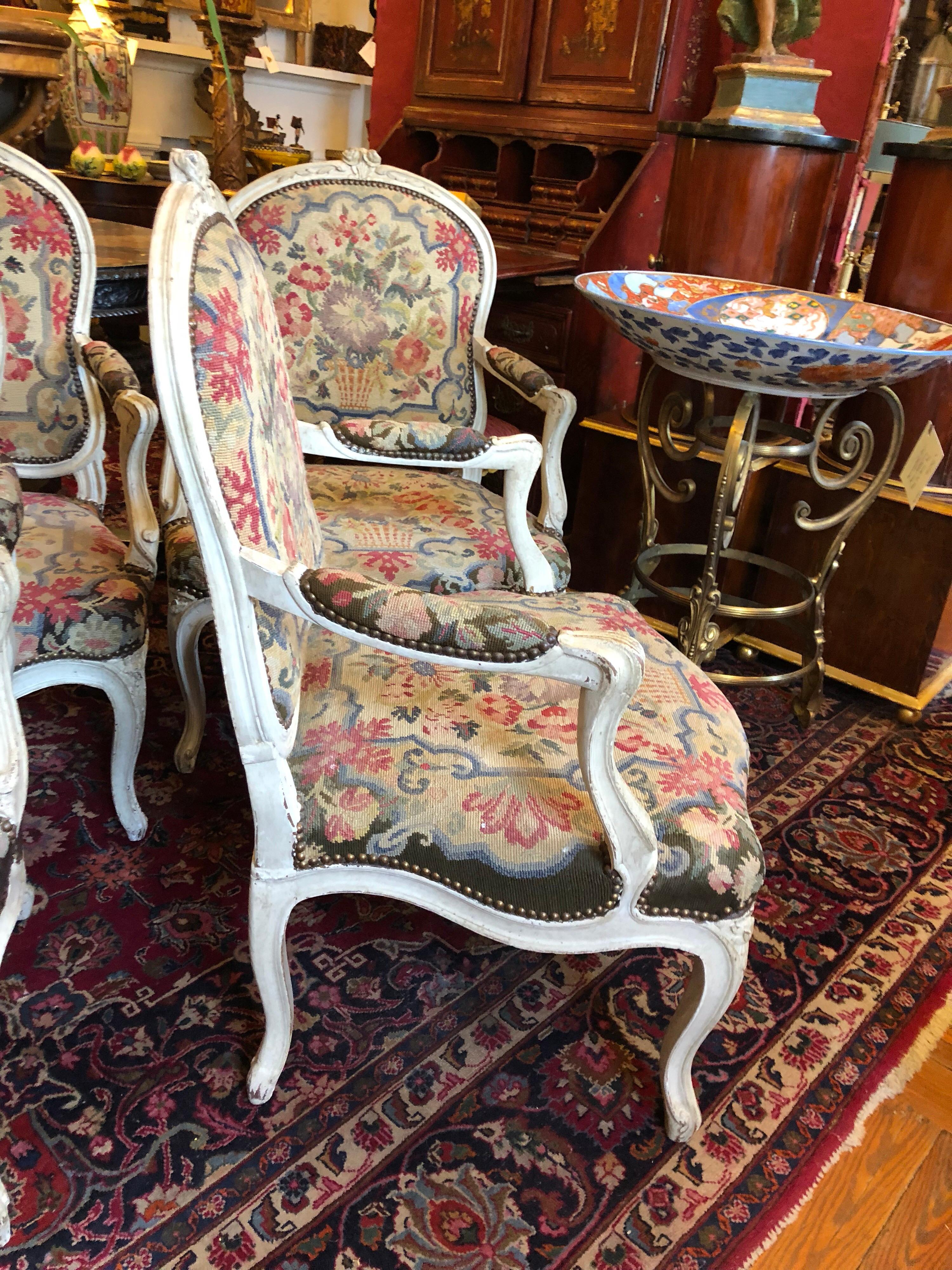 18th Century and Earlier Suite of Four 18th Century Louis XV Fauteuil 