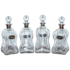 Suite of Four 1960s Asprey London Pinch Decanter Vases Sterling Silver Labels