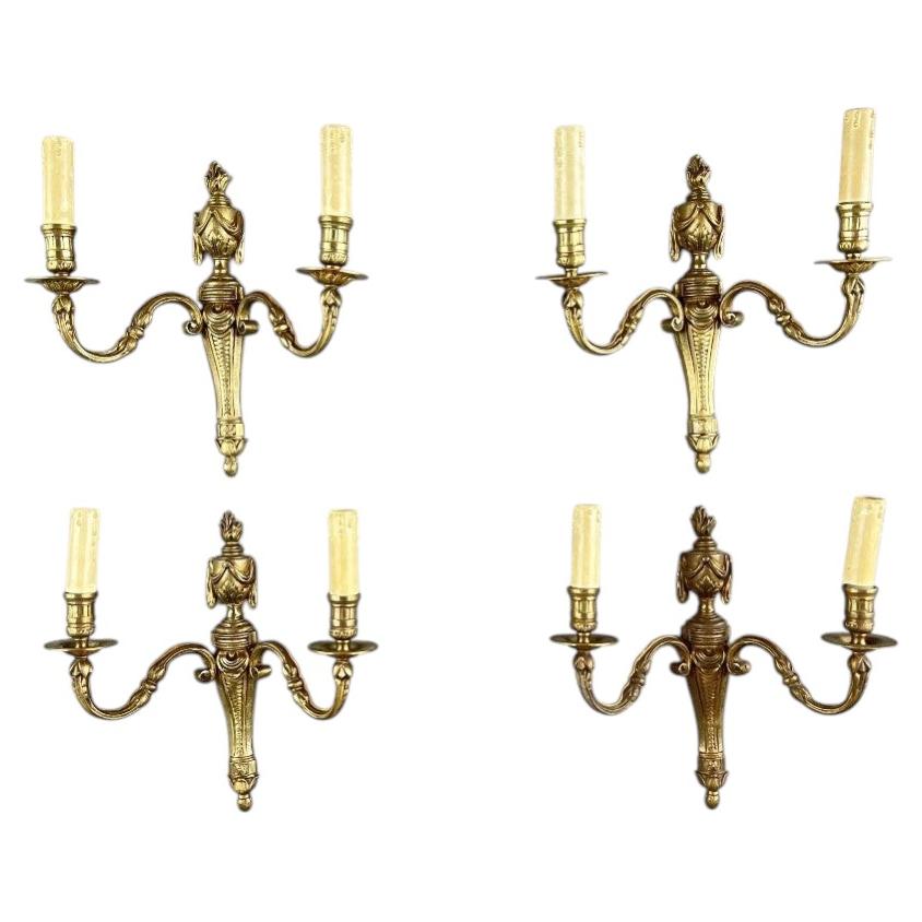 Suite Of Four Bronze Sconces, Louis XVI Style, 20th Century