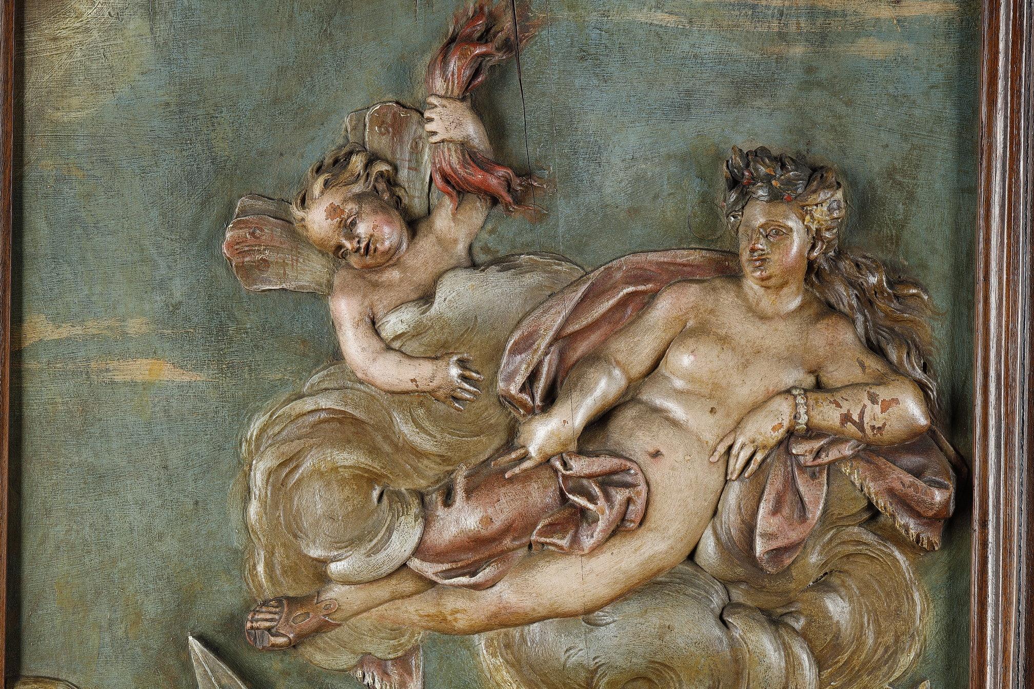 Suite of four carved basswood panels from the 18th century 4