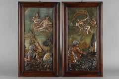 Suite of four carved basswood panels from the 18th century