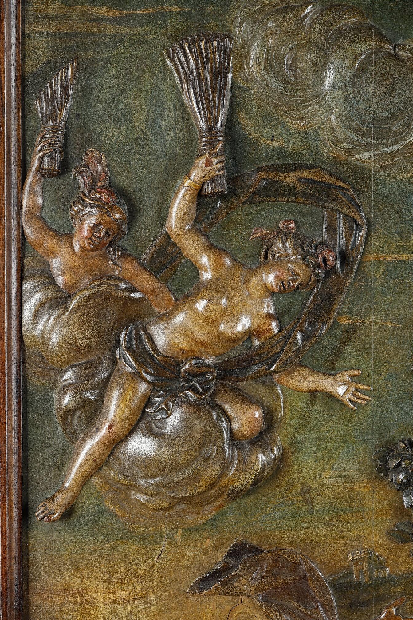 Suite of four carved basswood panels from the 18th century 14