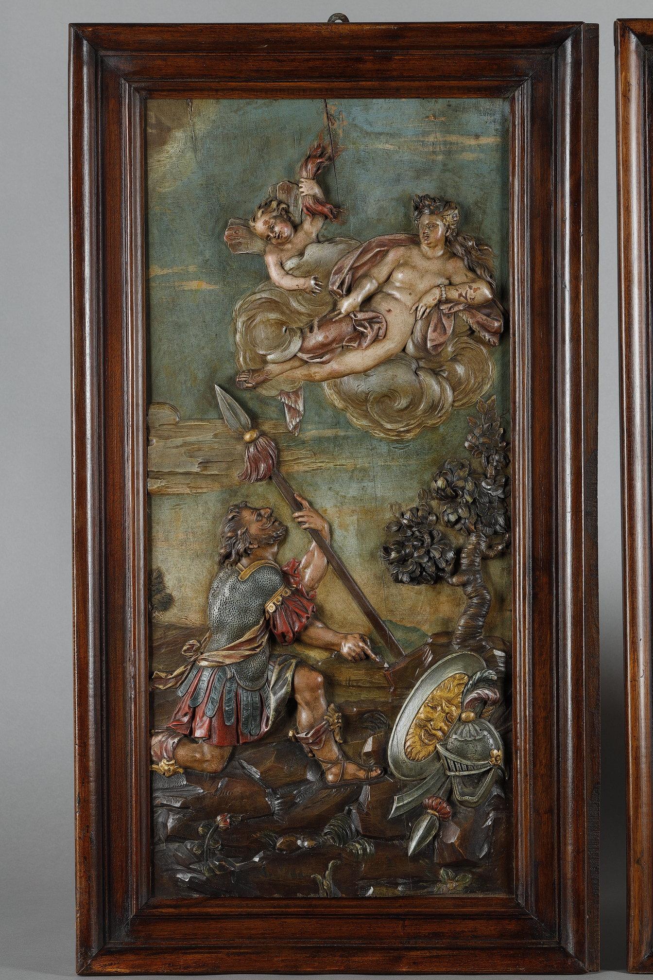 Suite of four carved basswood panels from the 18th century In Good Condition For Sale In Paris, FR