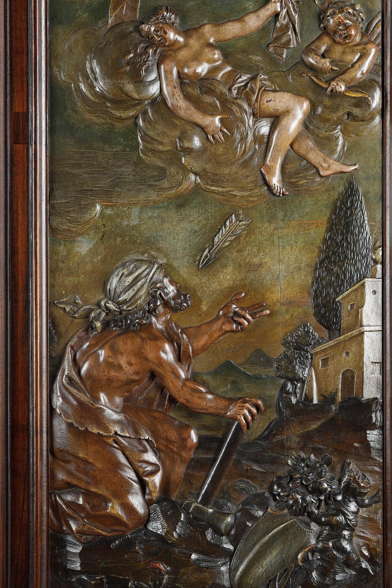 Suite of four carved basswood panels from the 18th century 3