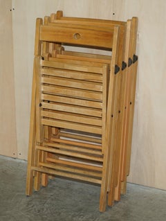 Suite of Four English Oak circa 1940's Folding Steamer Chairs Stunning Patina