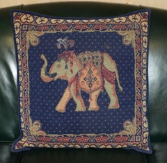 SUITE OF FOUR LARGE 59CM EMBROIDERED ELEPHANT SOFA & ARMCHAIRS CUSHIONS PILLOWs