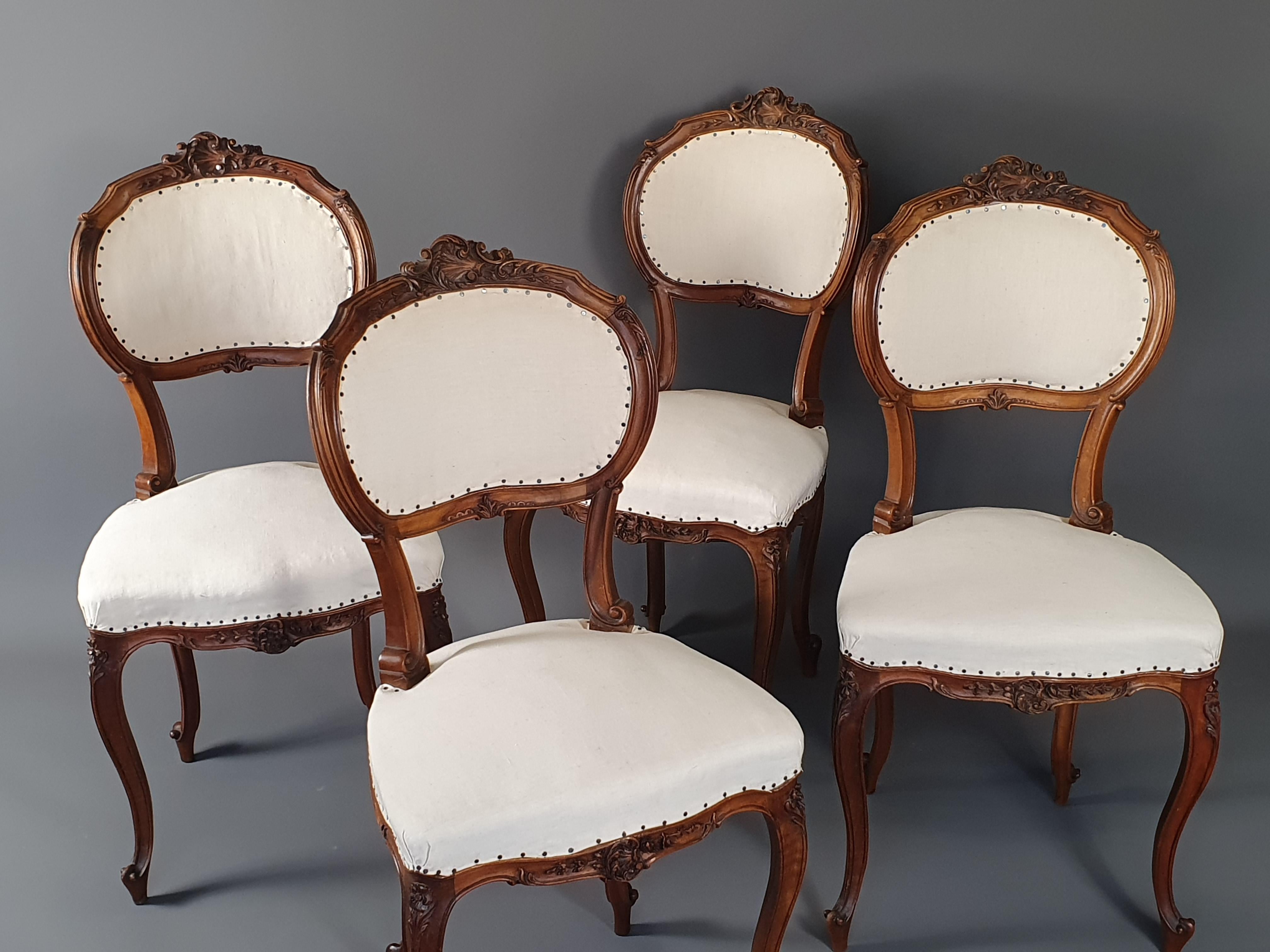 Suite of Four Louis XV Rocaille Chairs 5