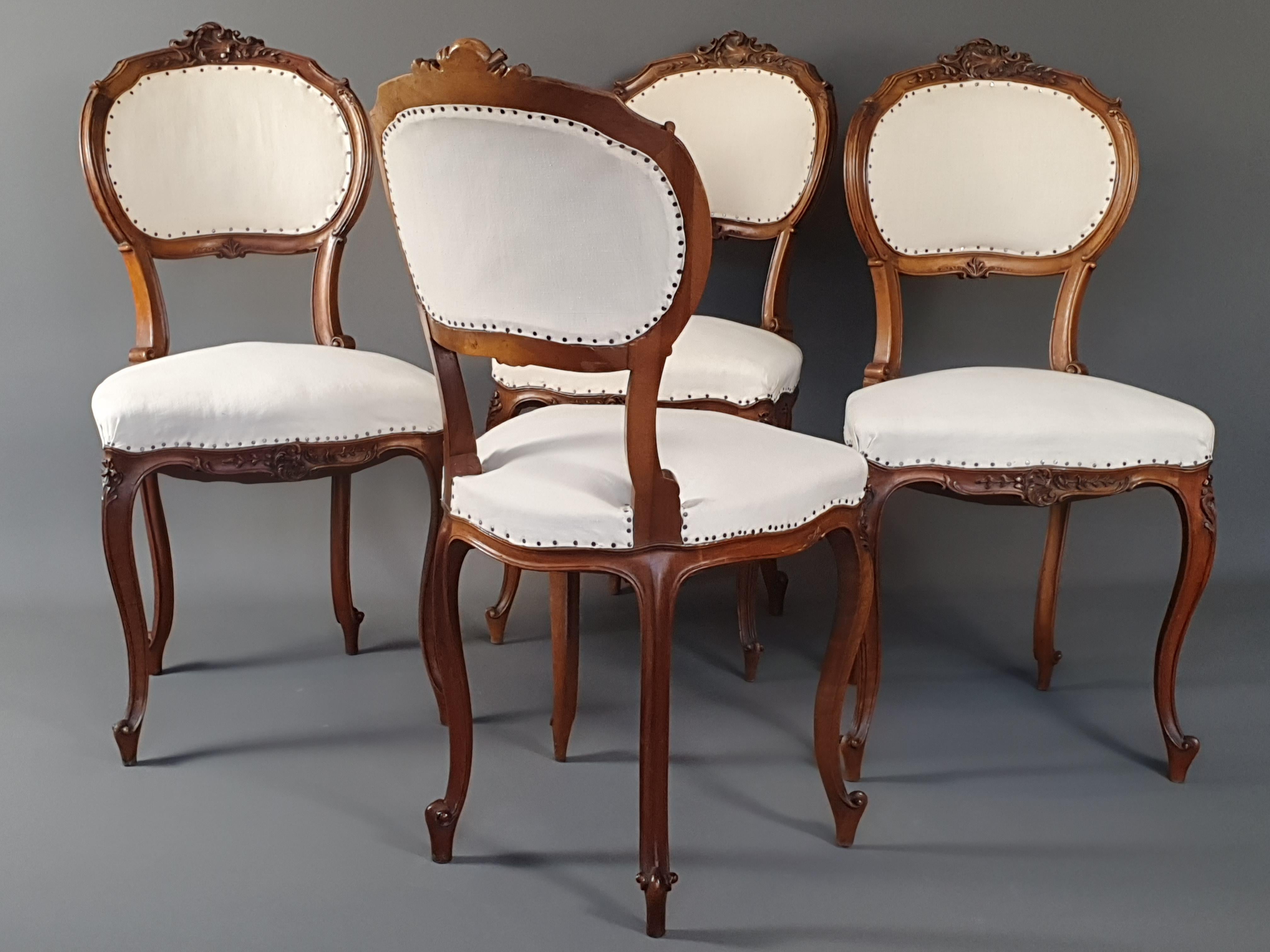 Suite of Four Louis XV Rocaille Chairs 6