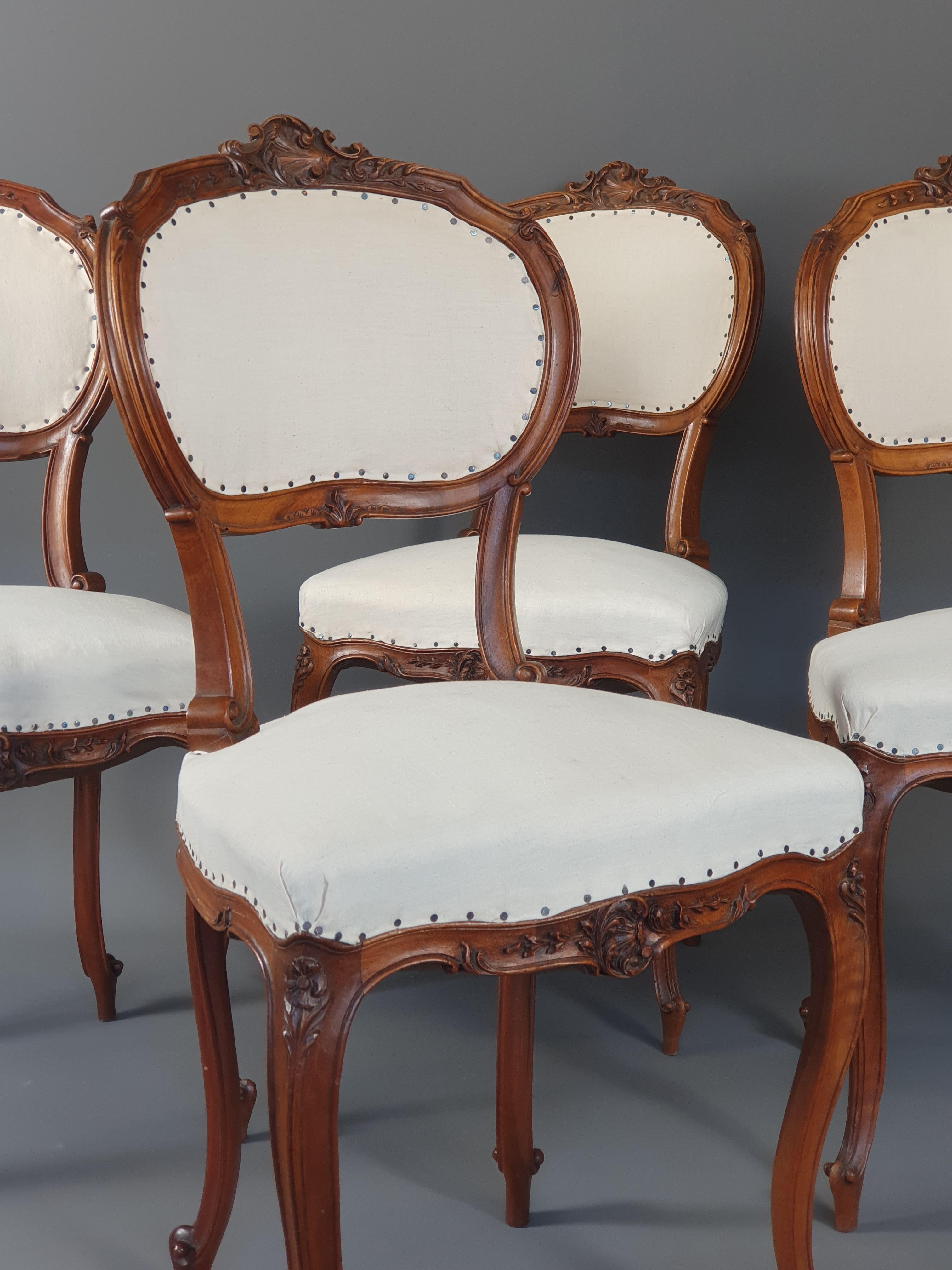 Suite of Four Louis XV Rocaille Chairs 1
