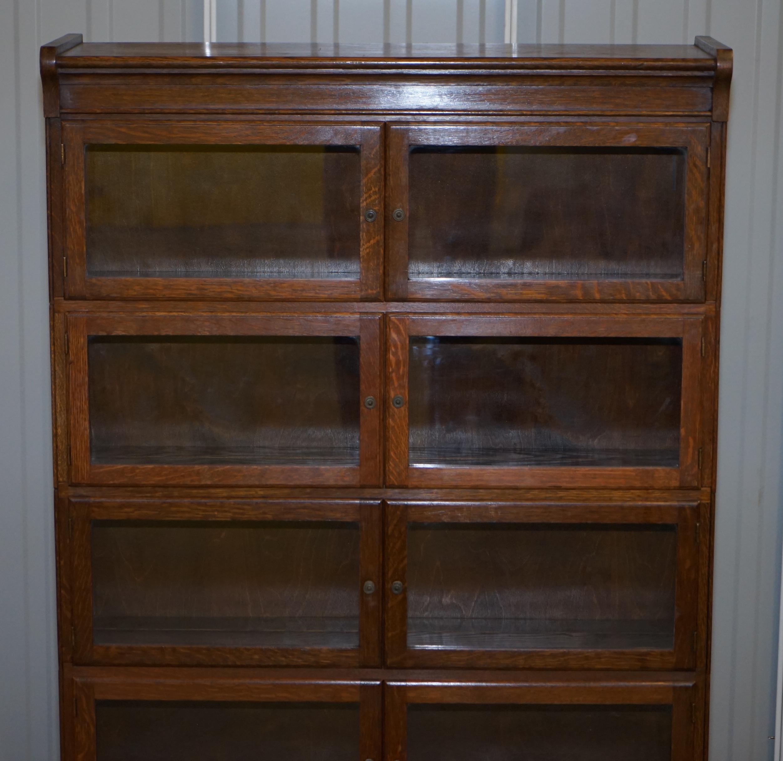 Early 20th Century Suite of Four Minty Oxford Legal Library Modualr Adjustable Stacking Bookcases