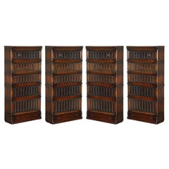 Suite of Four Original Globe Wernicke Solicitors Stacking Bookcases Drawer Bases