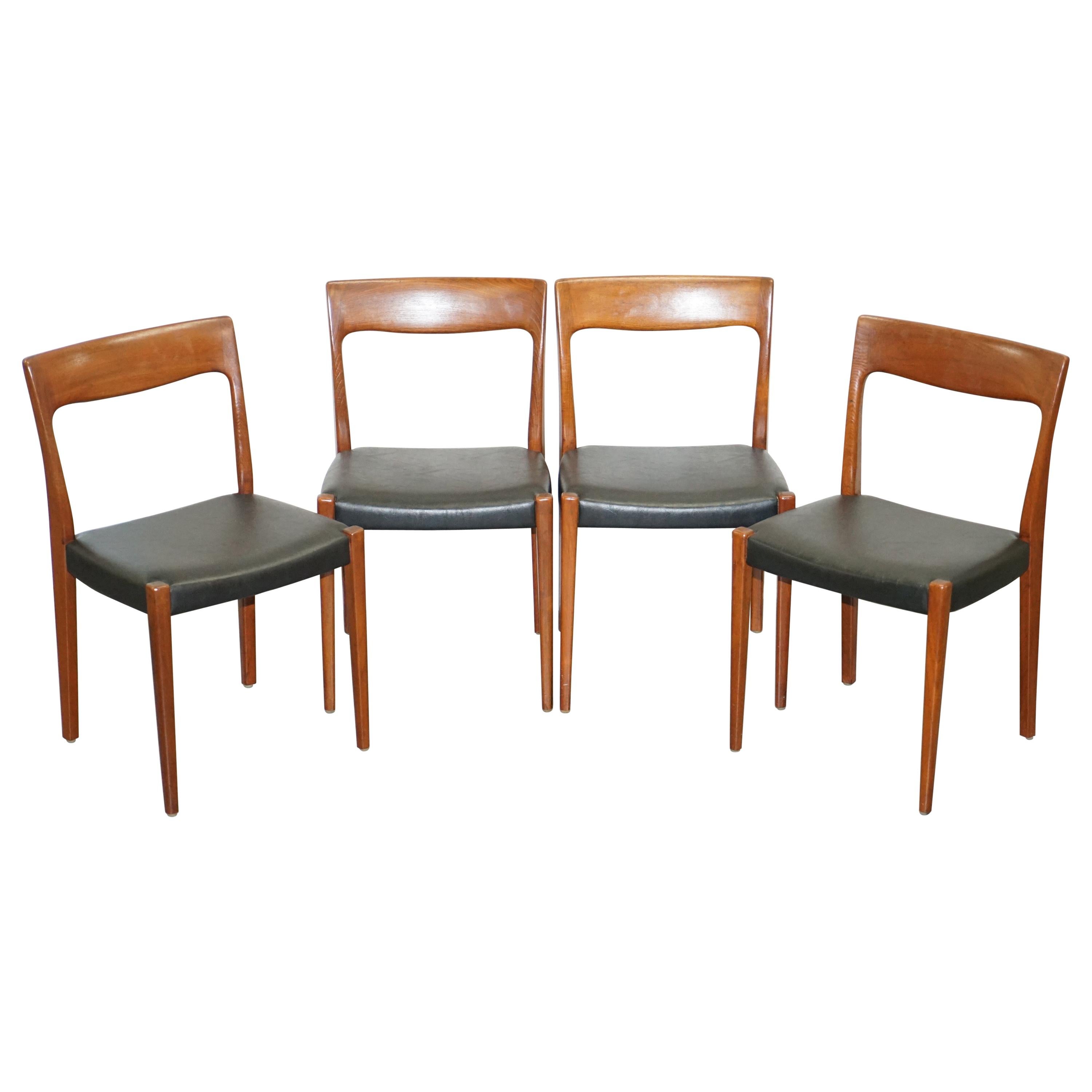 Suite of Four Original Svegards Markaryd Danish Dining Chairs with Teak Frames