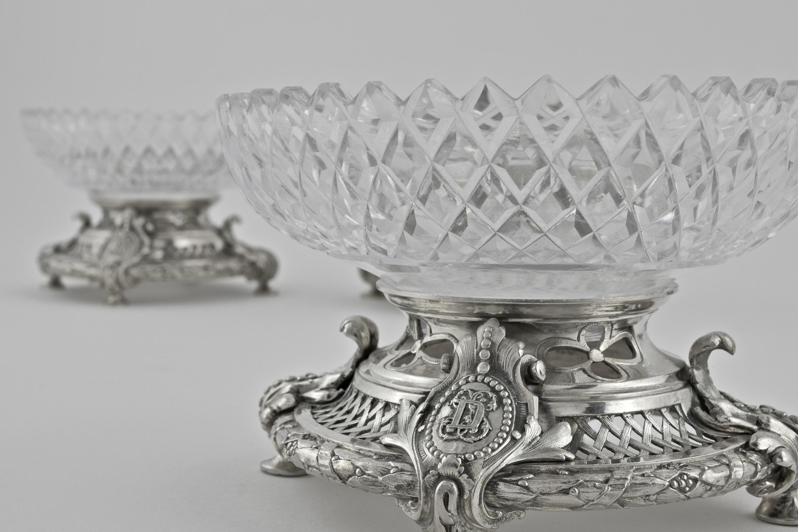 19th Century Suite of Four Silver-Plated Bronze Dessert Stand Comports, French, circa 1890 For Sale