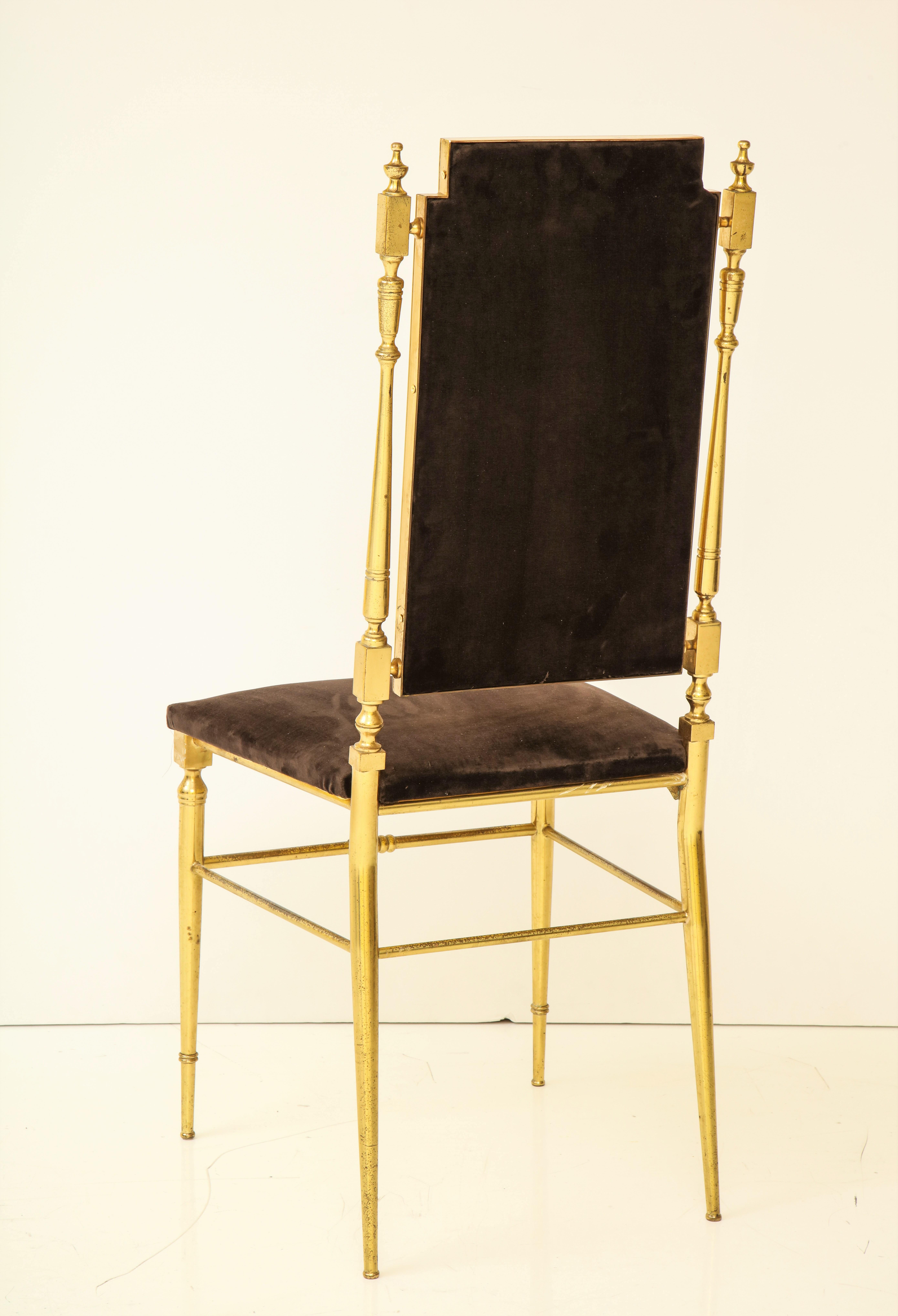 Suite of Four Solid Brass Chiavari Chairs, Italy, 1970s 6