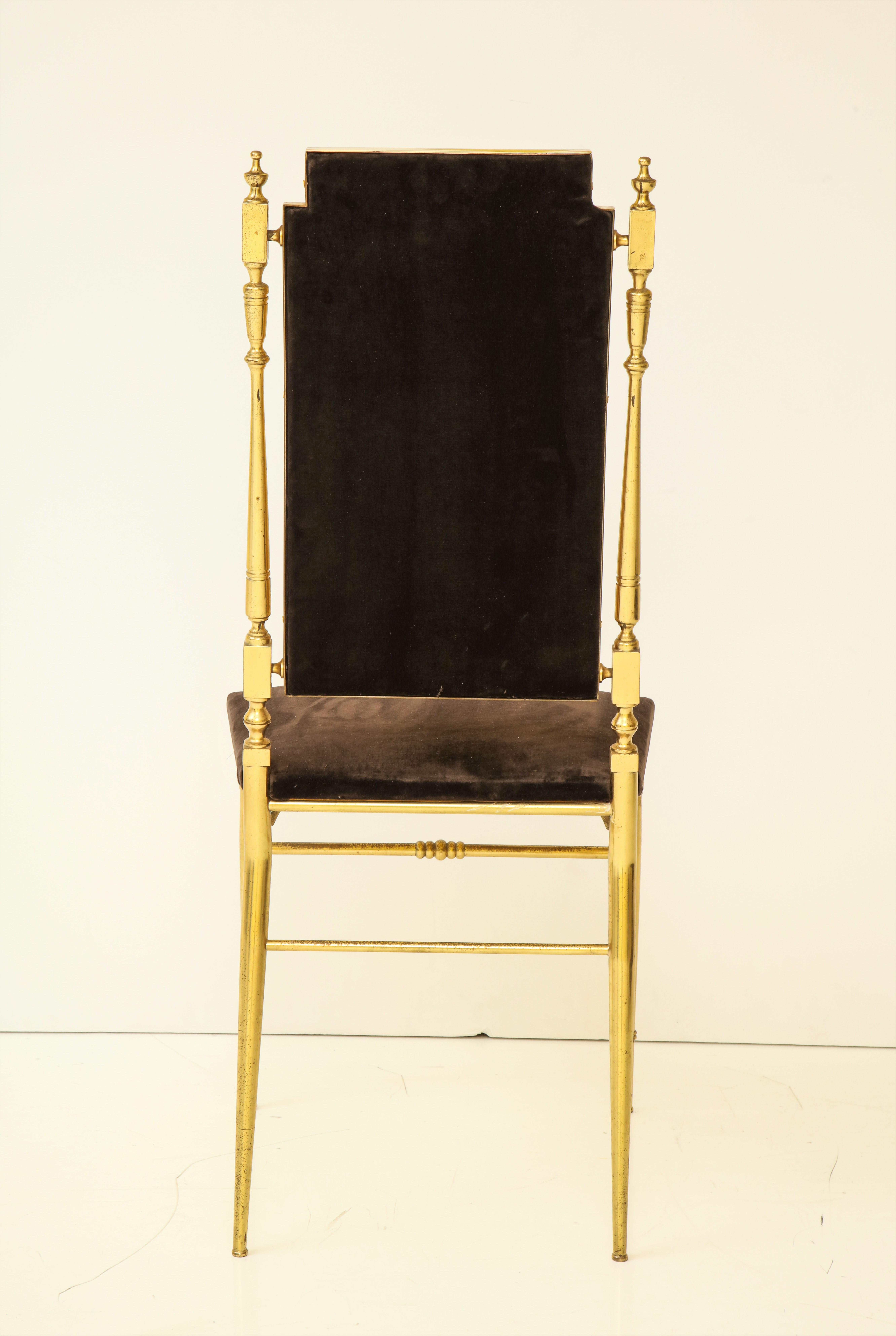 Suite of Four Solid Brass Chiavari Chairs, Italy, 1970s 7
