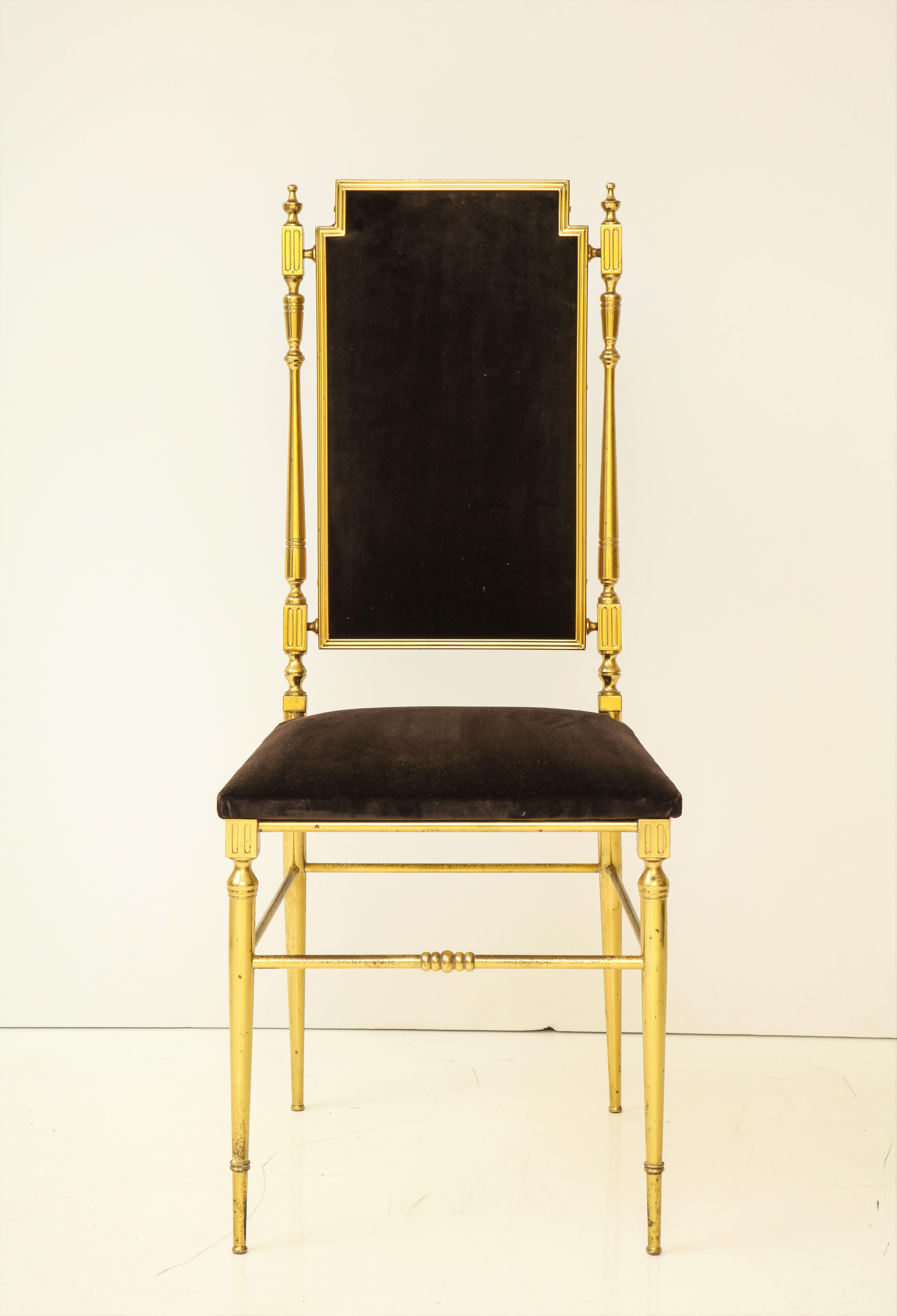 Suite of Four Solid Brass Chiavari Chairs, Italy, 1970s In Good Condition For Sale In Newburgh, NY