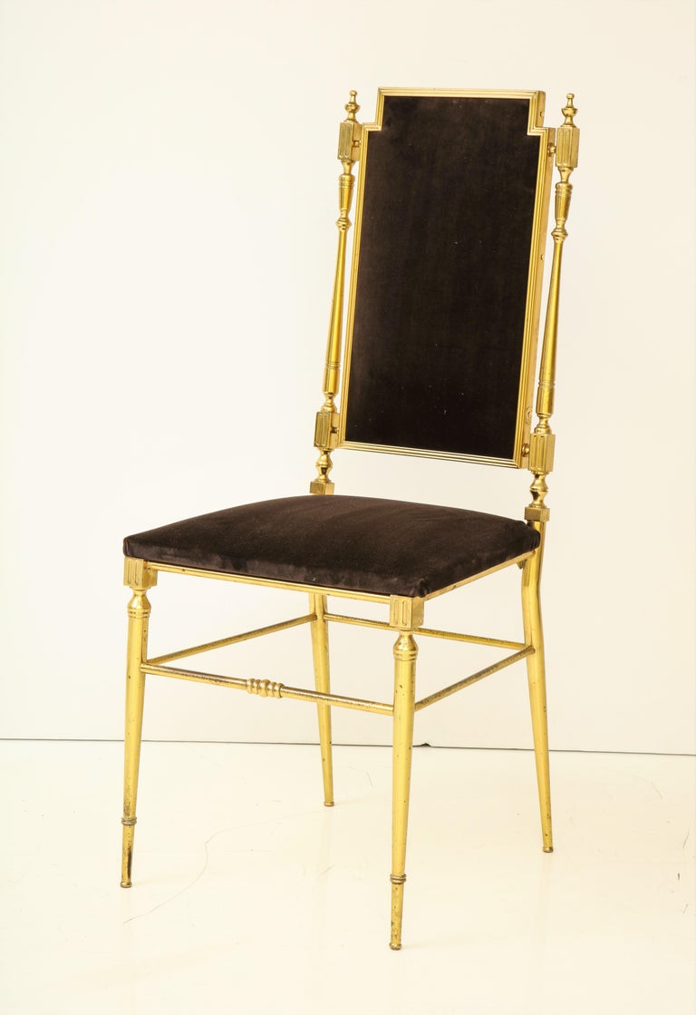 Suite of Four Solid Brass Chiavari Chairs, Italy, 1970s For Sale 4