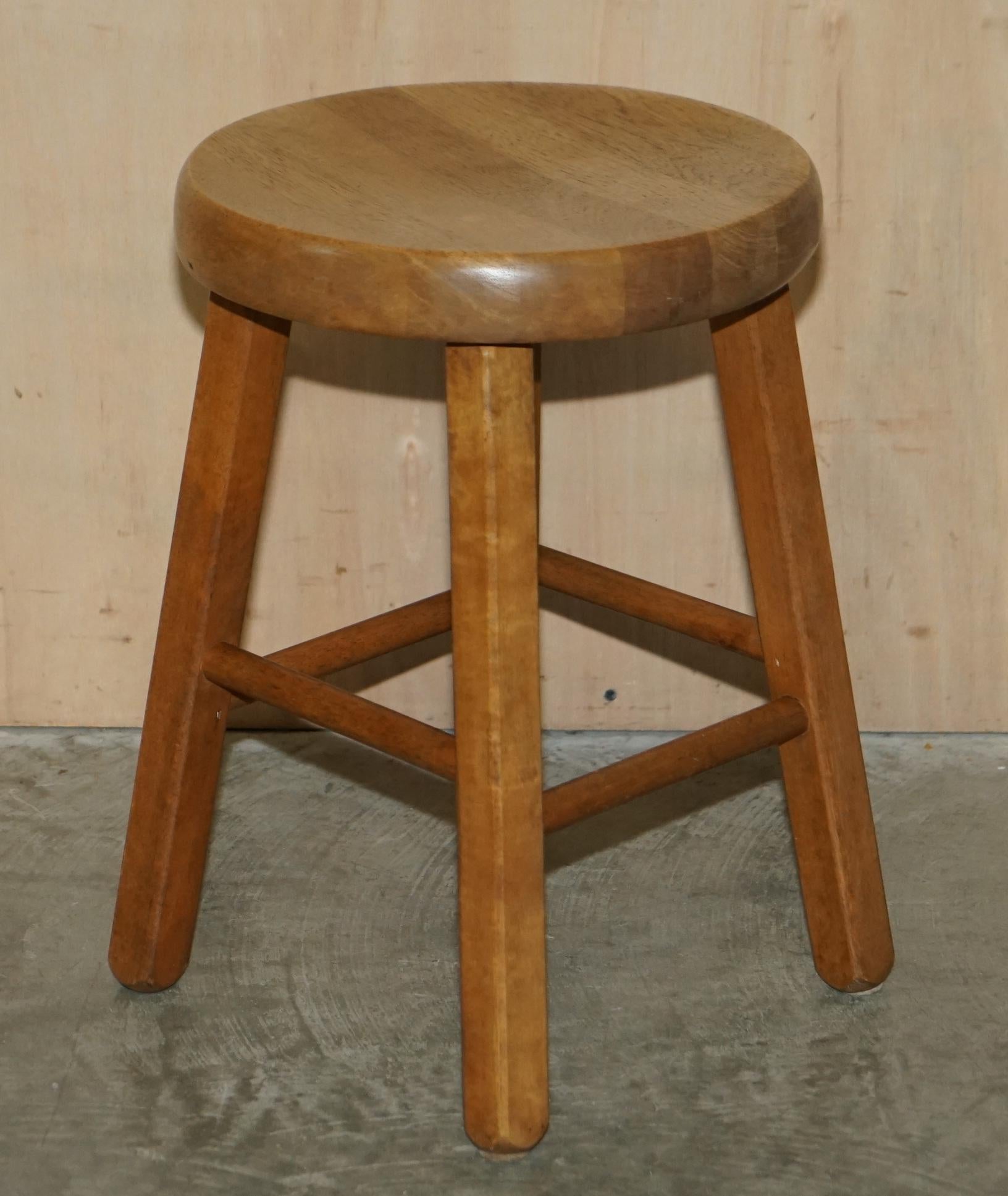 Suite of Four Solid Oak Hand Carved Dining Room Table Stools For Sale 6