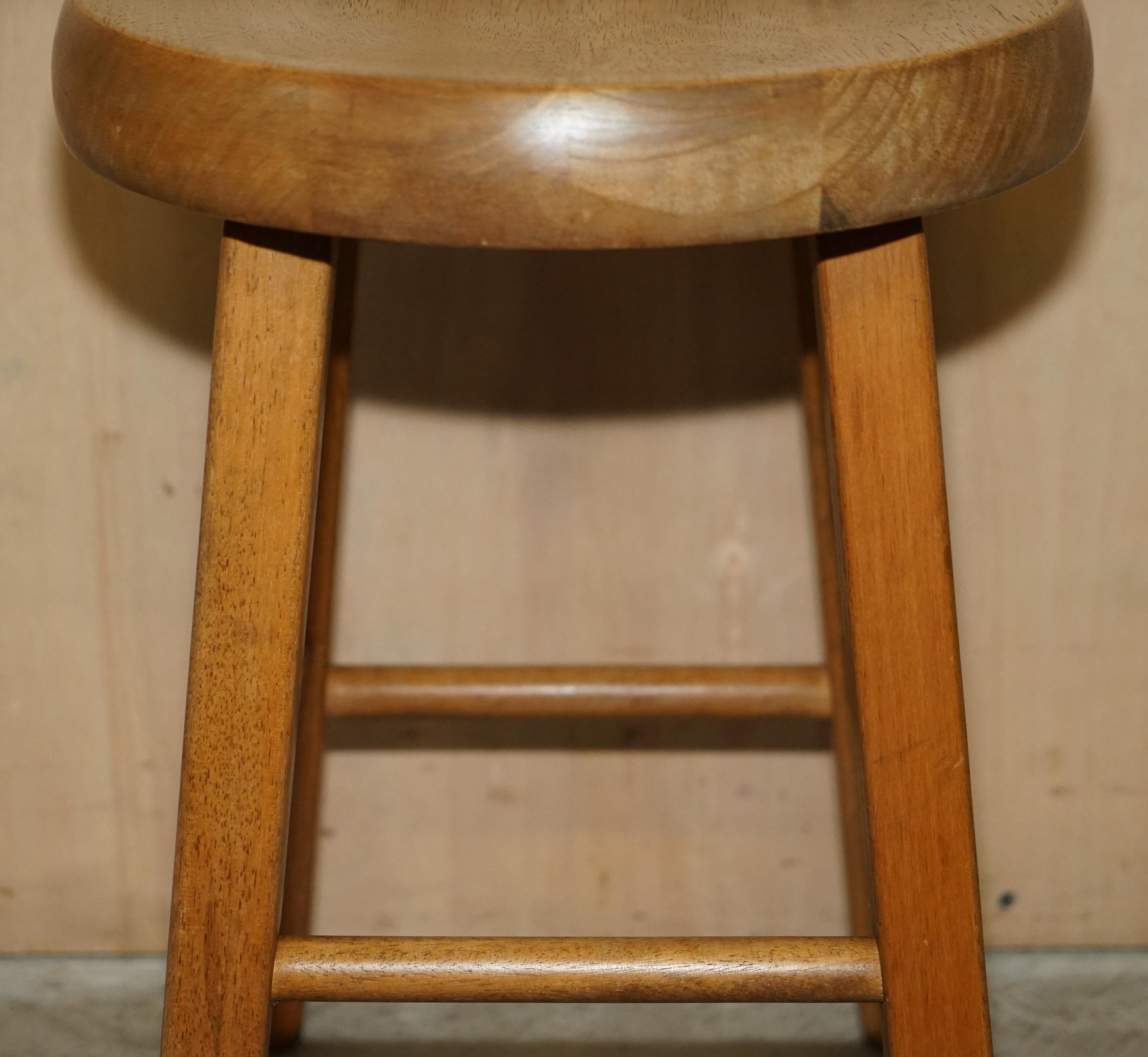 Hand-Crafted Suite of Four Solid Oak Hand Carved Dining Room Table Stools For Sale