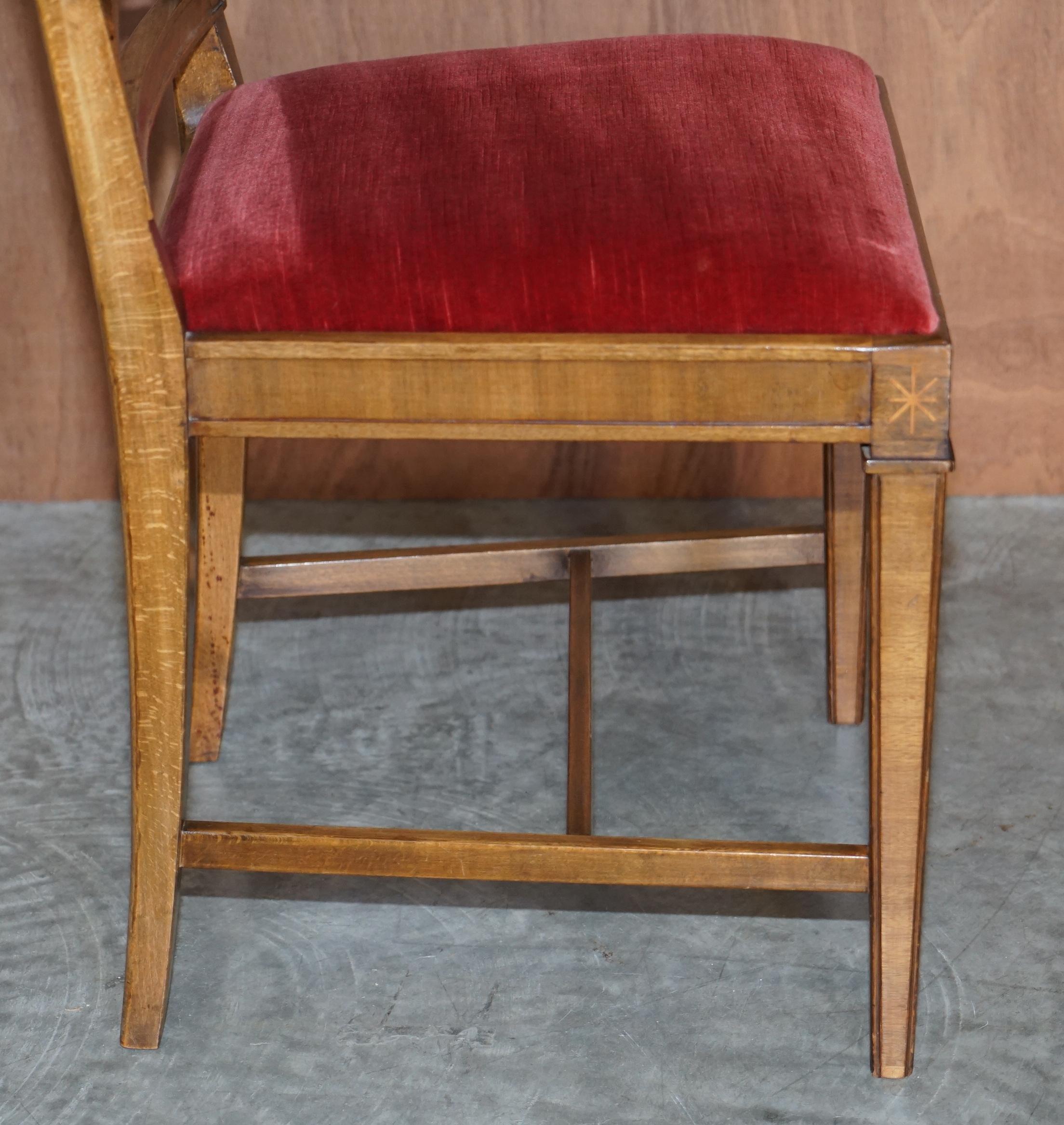 Suite of Four Swedish Walnut & Beech Wood Dining Chairs For Sale 5
