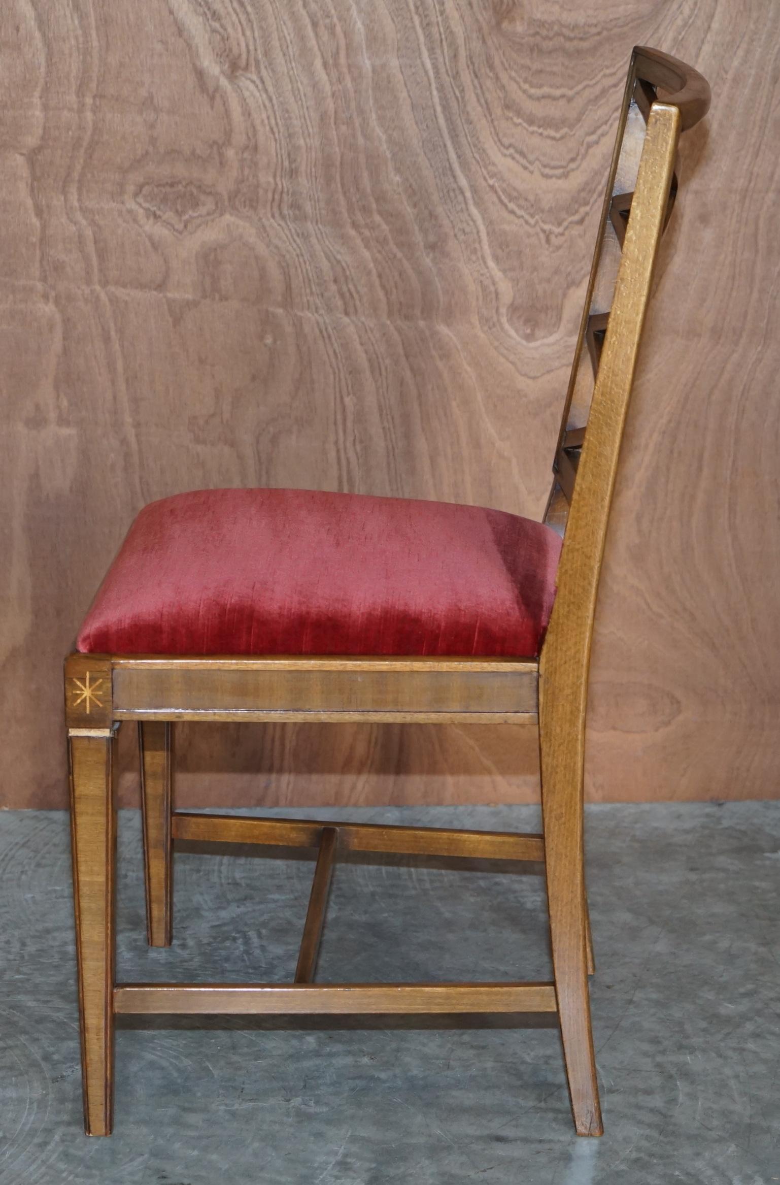 Suite of Four Swedish Walnut & Beech Wood Dining Chairs For Sale 7
