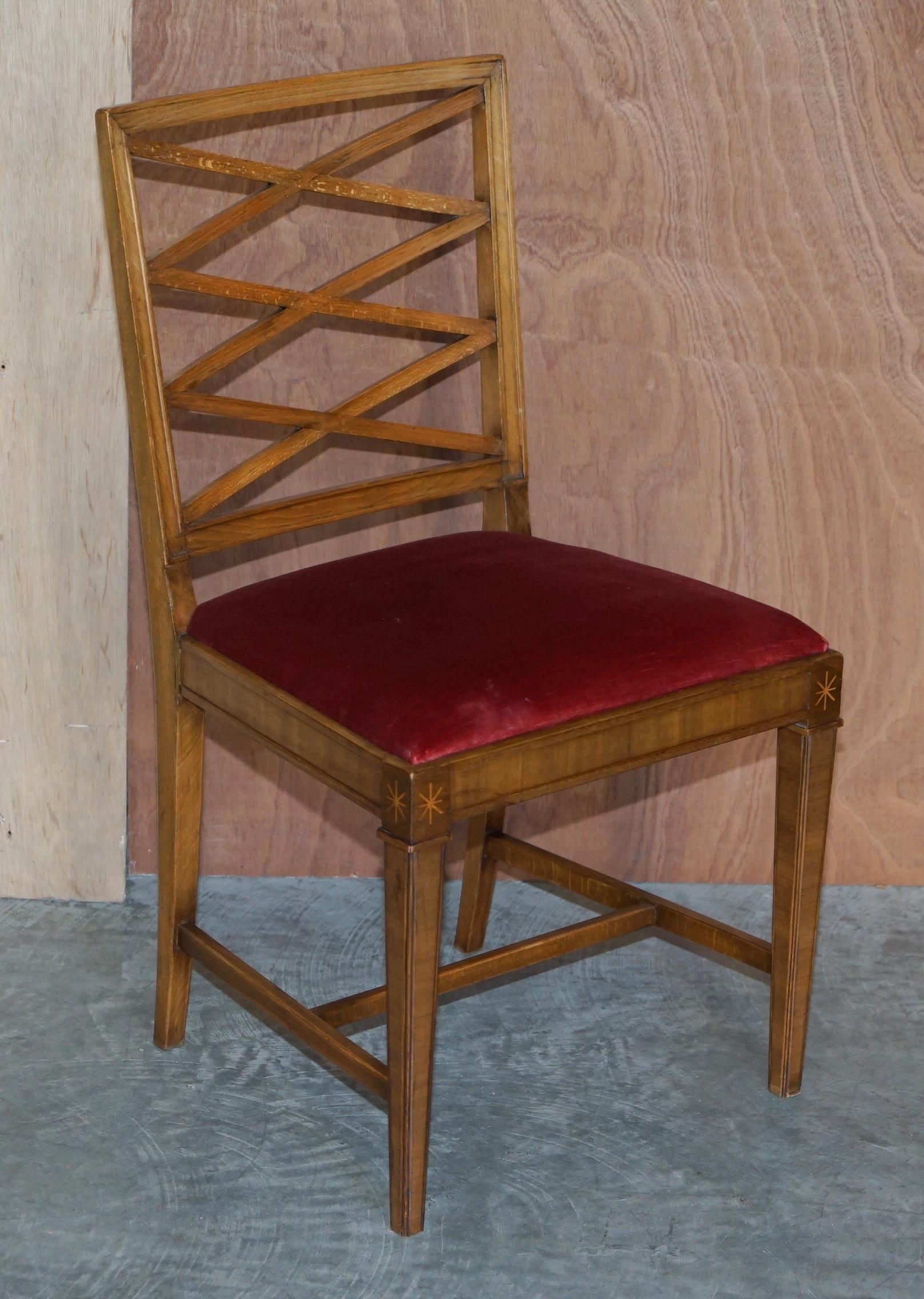 Suite of Four Swedish Walnut & Beech Wood Dining Chairs For Sale 8