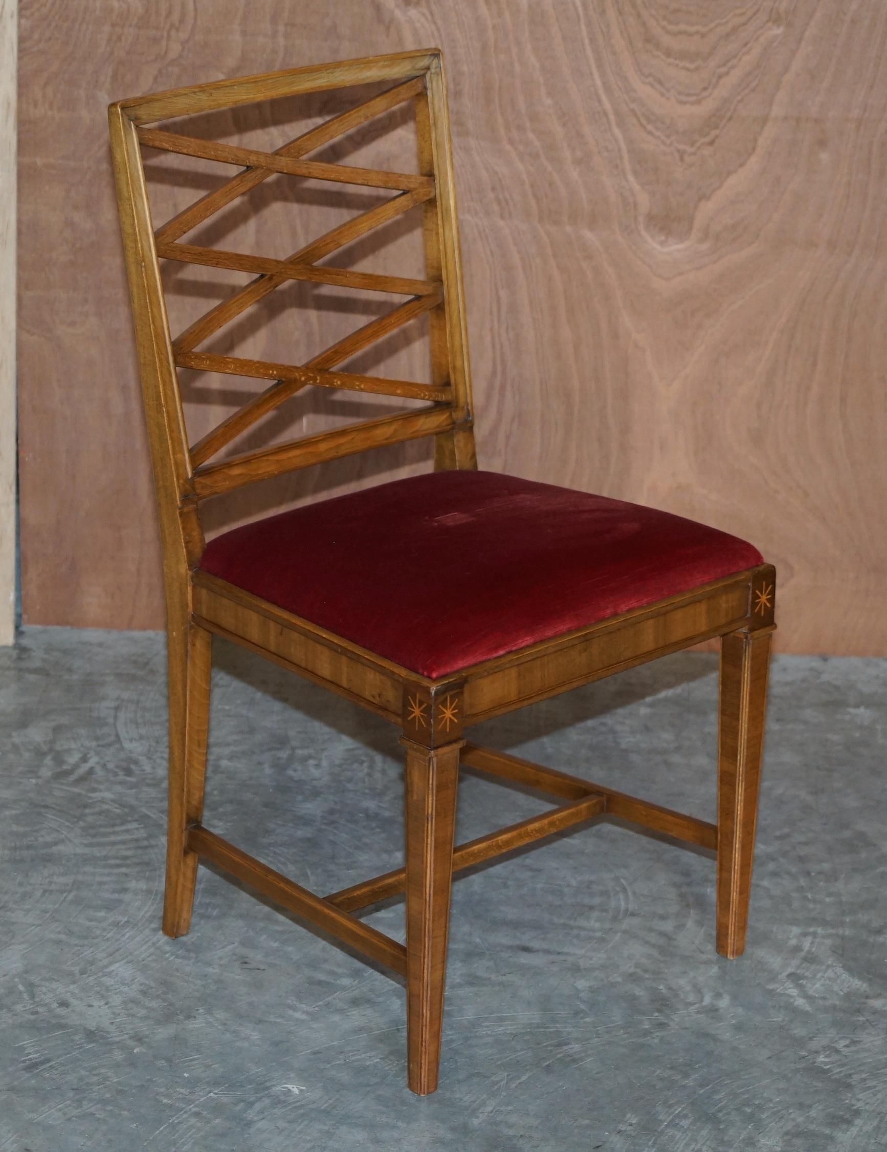 Suite of Four Swedish Walnut & Beech Wood Dining Chairs For Sale 12