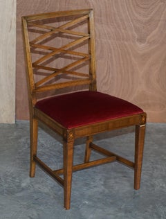 Suite of Four Swedish Walnut & Beech Wood Dining Chairs