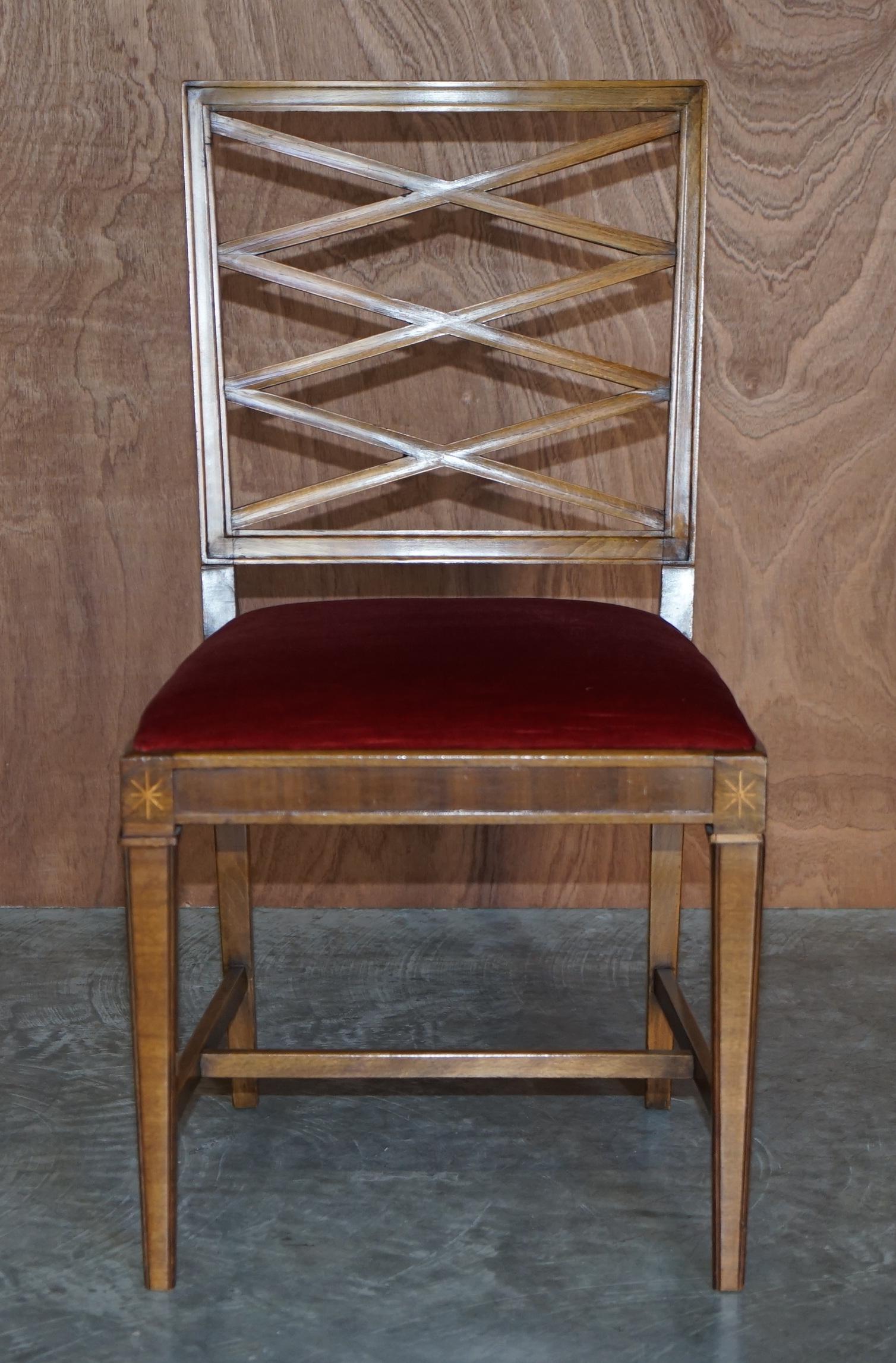 Mid-Century Modern Suite of Four Swedish Walnut & Beech Wood Dining Chairs For Sale