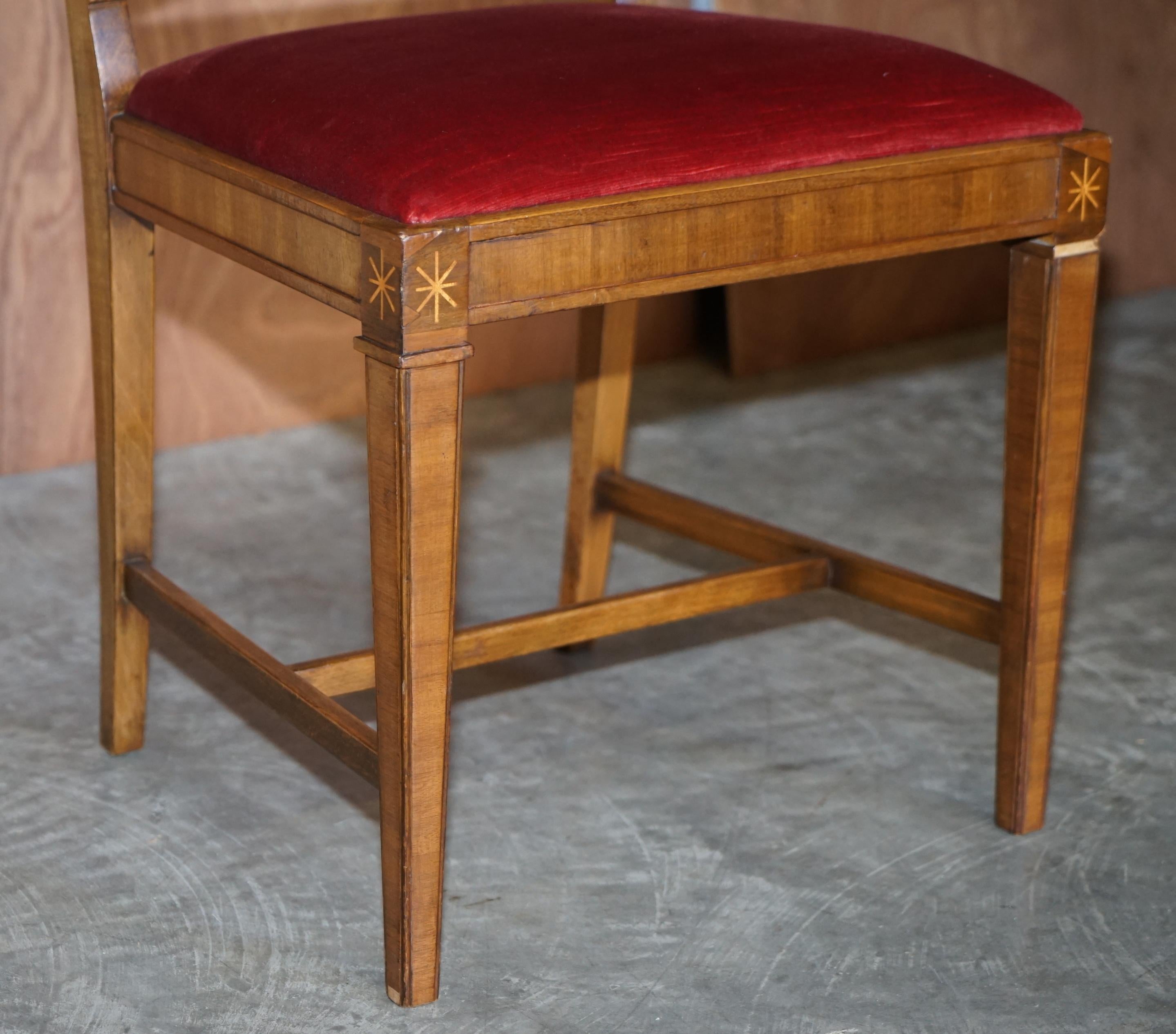 Suite of Four Swedish Walnut & Beech Wood Dining Chairs For Sale 1