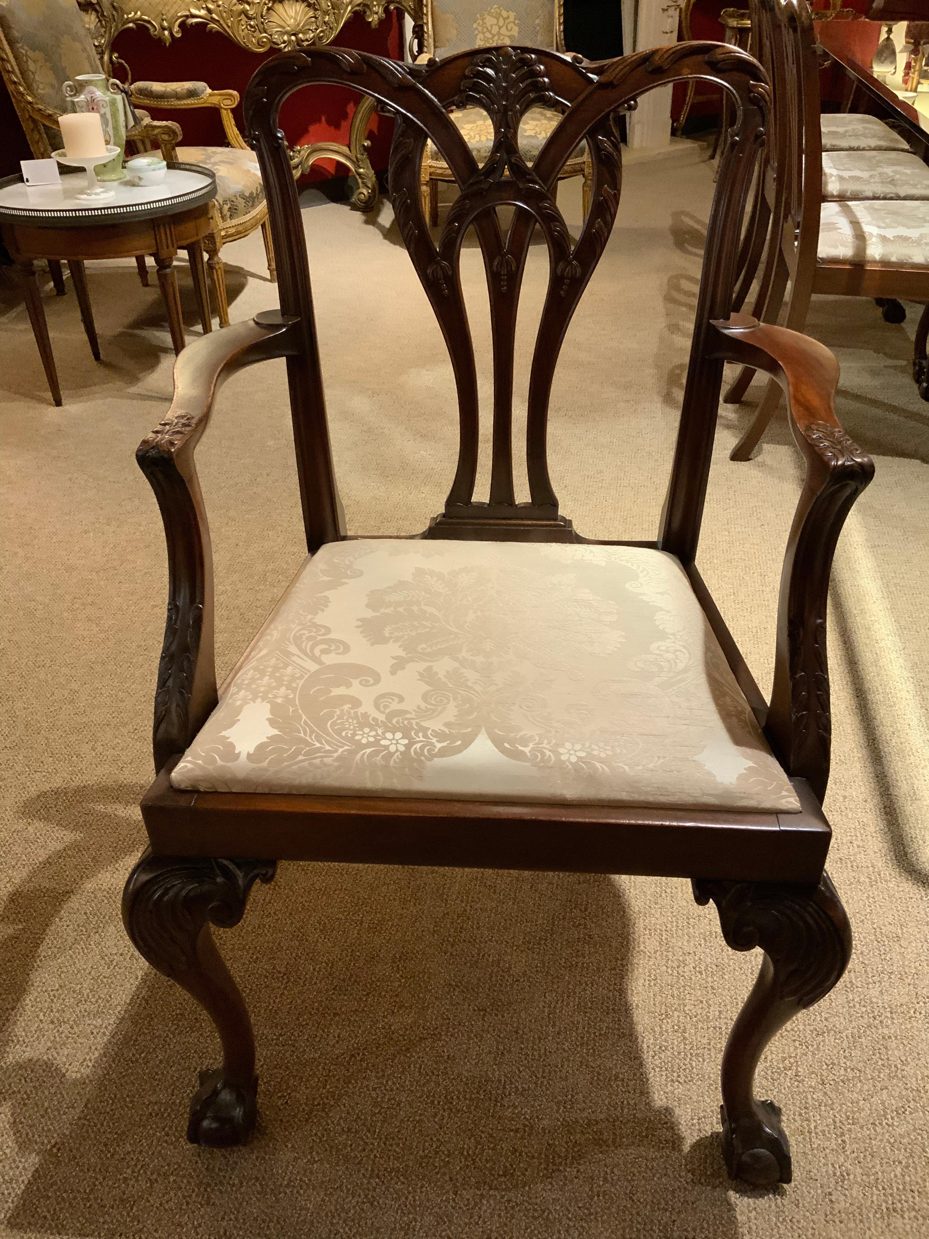 Suite of Fourteen George III-Style Mahogany Dining Chairs For Sale 2