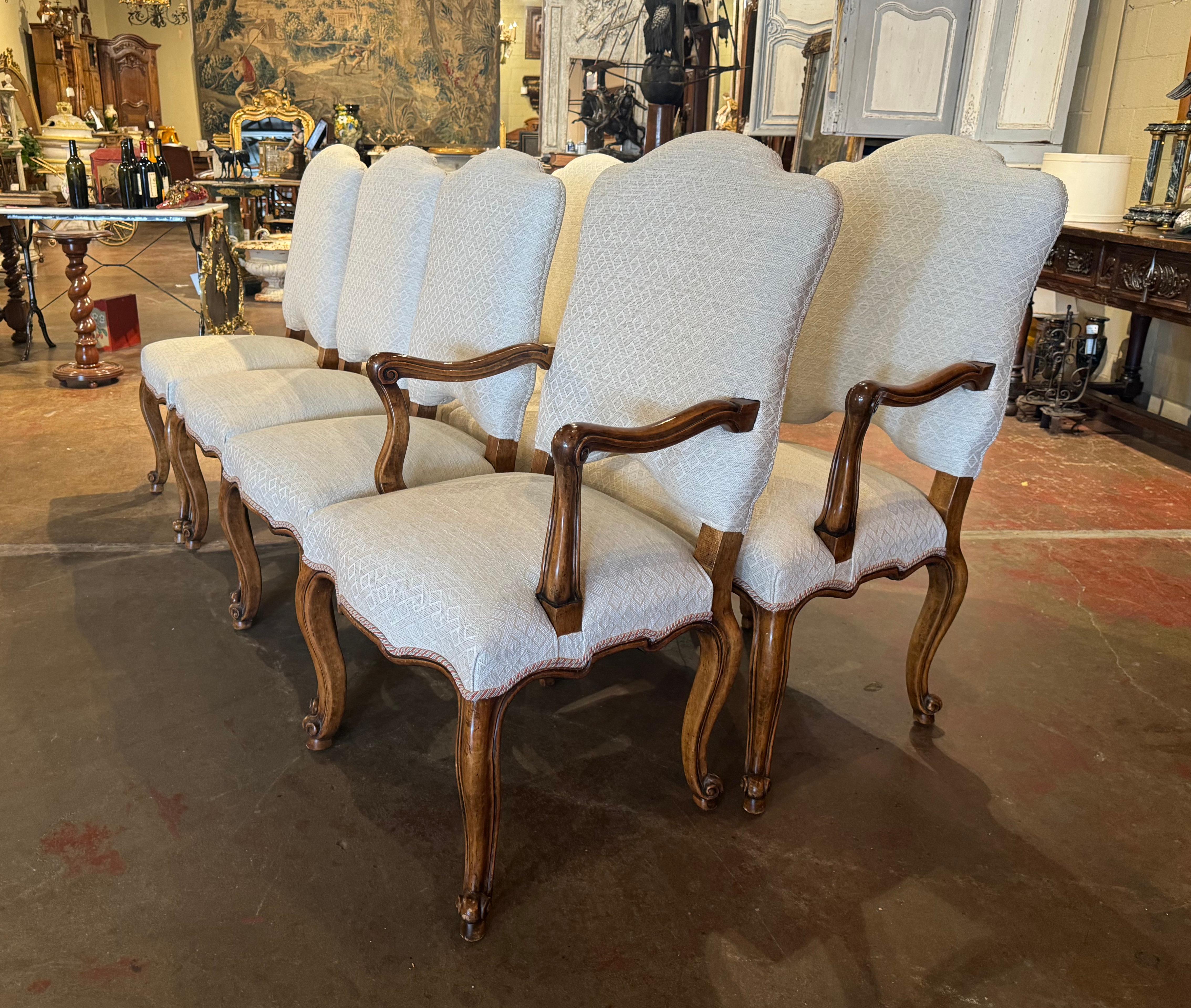 Suite of French Louis XV Carved Walnut Dining Chairs, Set of Eight 1