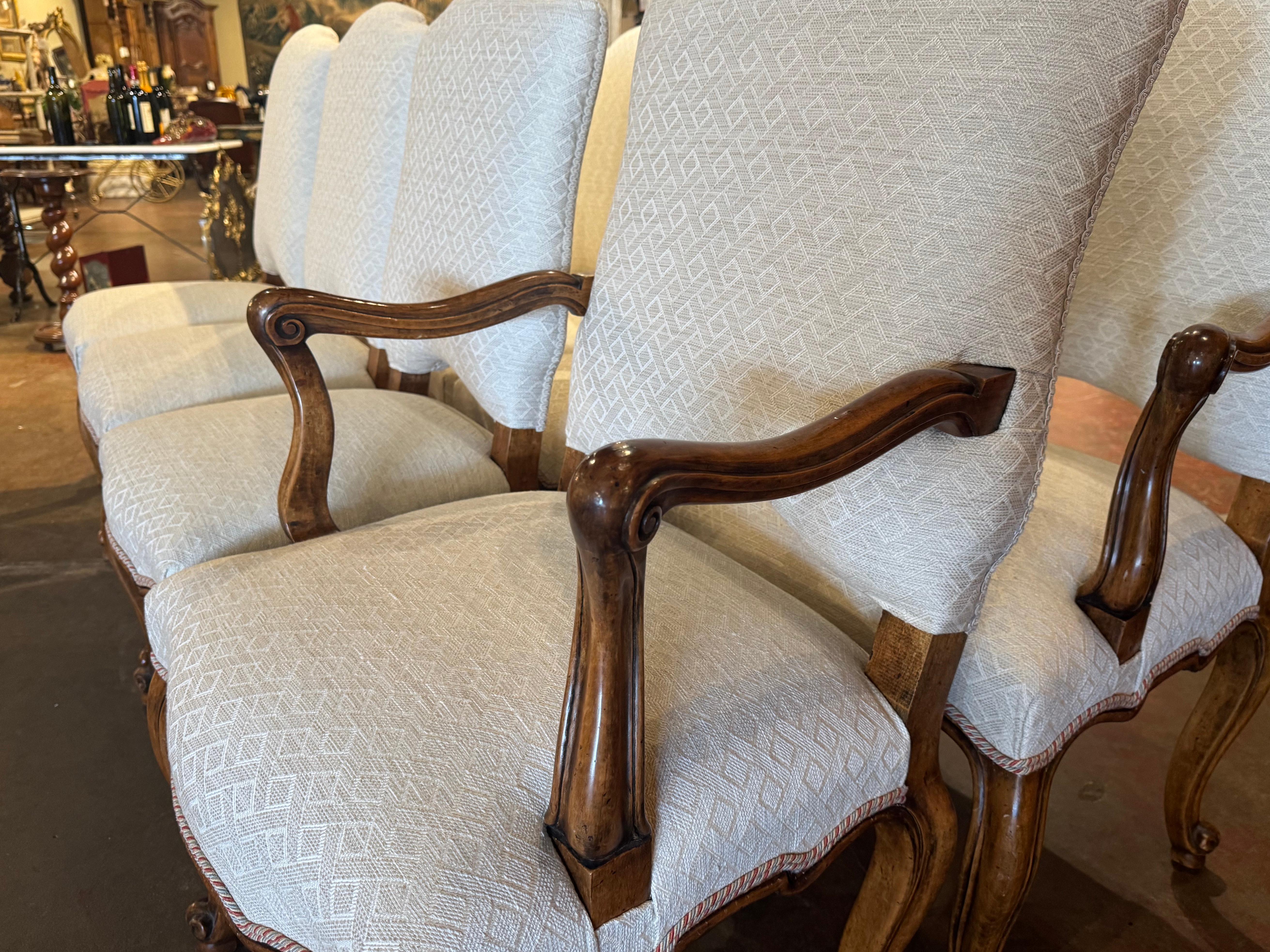 Suite of French Louis XV Carved Walnut Dining Chairs, Set of Eight 2