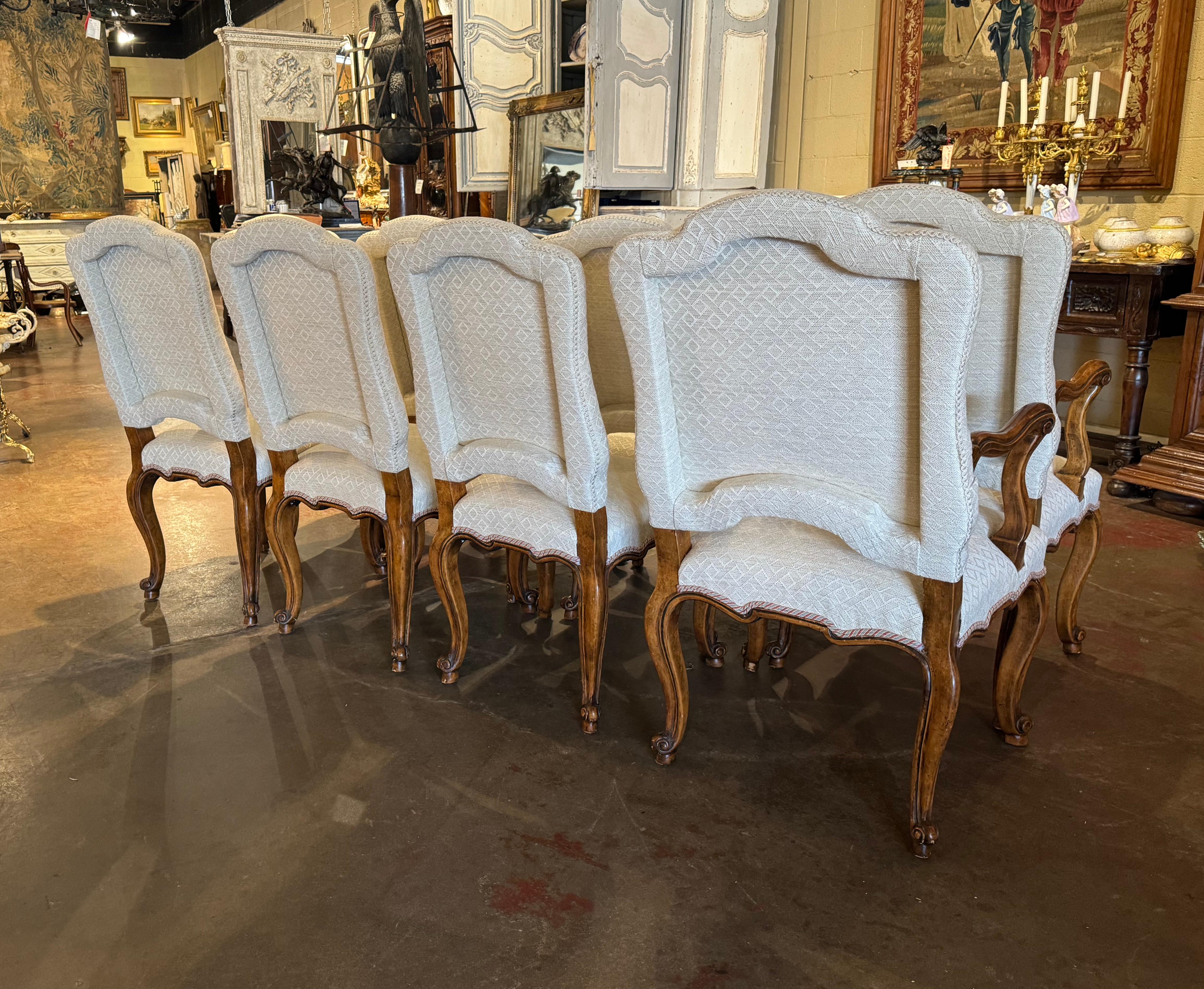 Suite of French Louis XV Carved Walnut Dining Chairs, Set of Eight 3