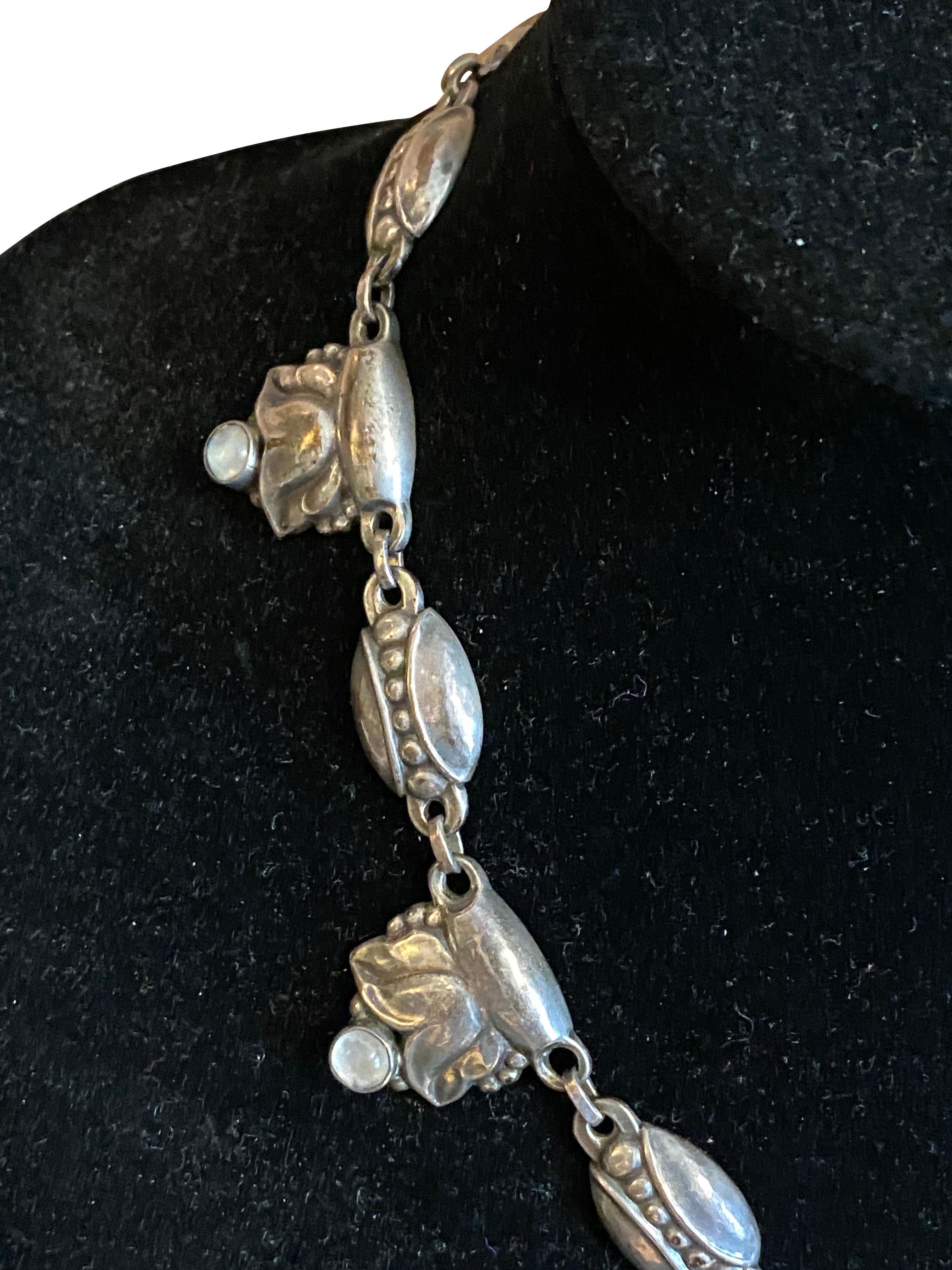 Suite de bijoux Georg Jensen en argent sterling et pierre de lune Bon état - En vente à Essex, MA