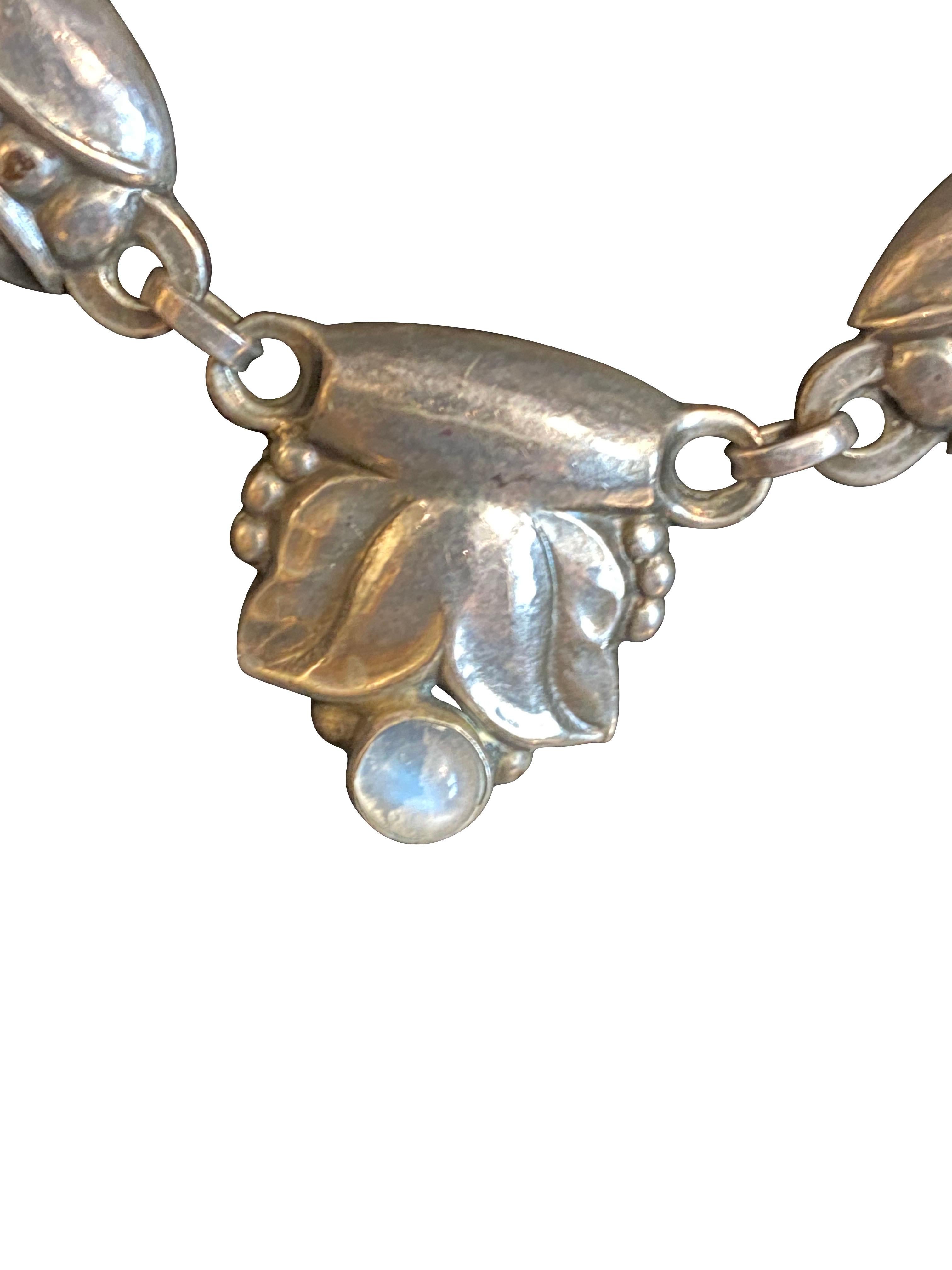 Mid-20th Century Suite of Georg Jensen Sterling and Moonstone Jewelry For Sale